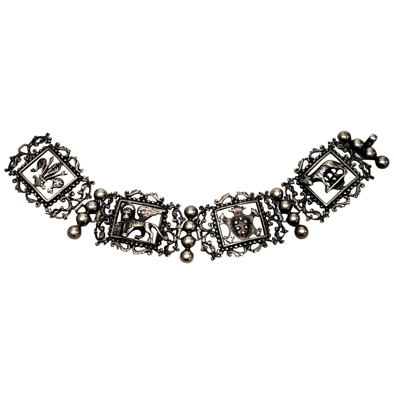 Vintage Italian 800 Silver Renaissance Revival Bracelet