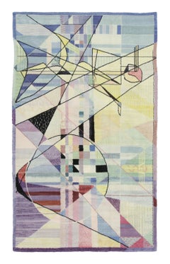 Vintage Italian Abstract Geometric Rug in Bright Pastel Tones - Rug & Kilim