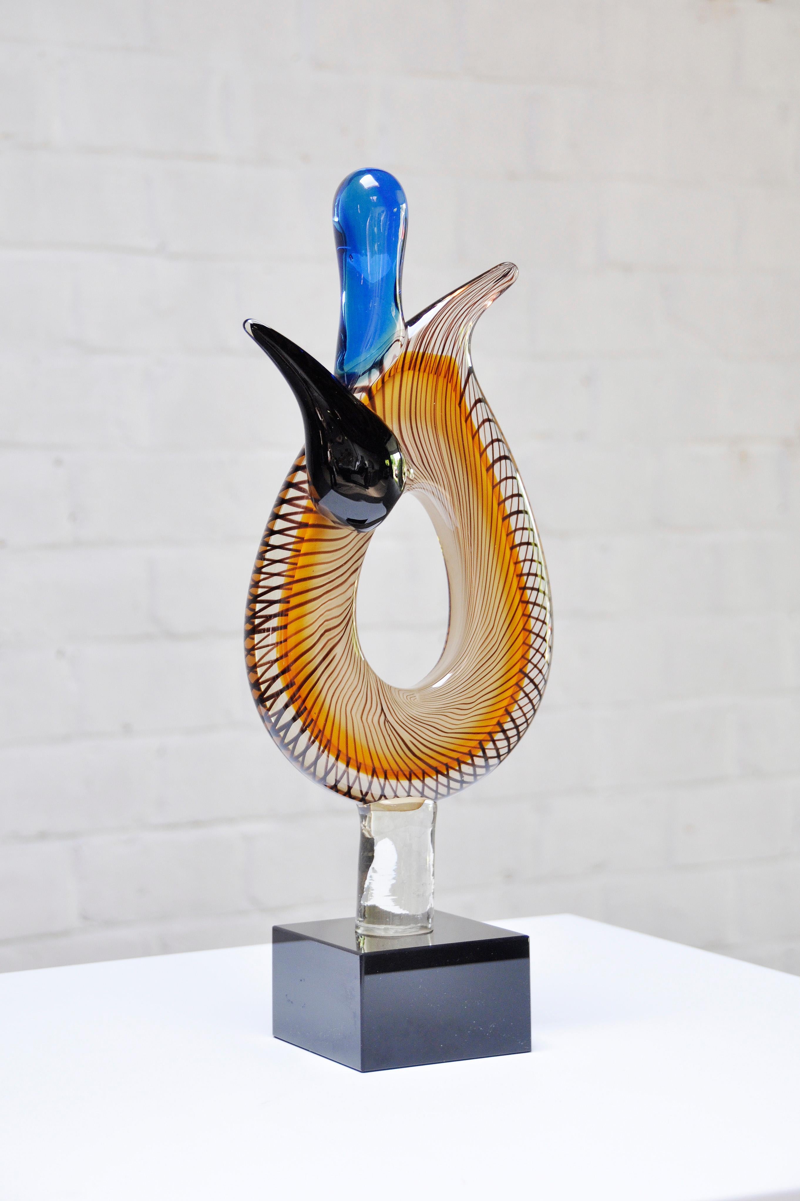 Late 20th Century Vintage Italian Abstract Murano Glass Sculpture, 1980s