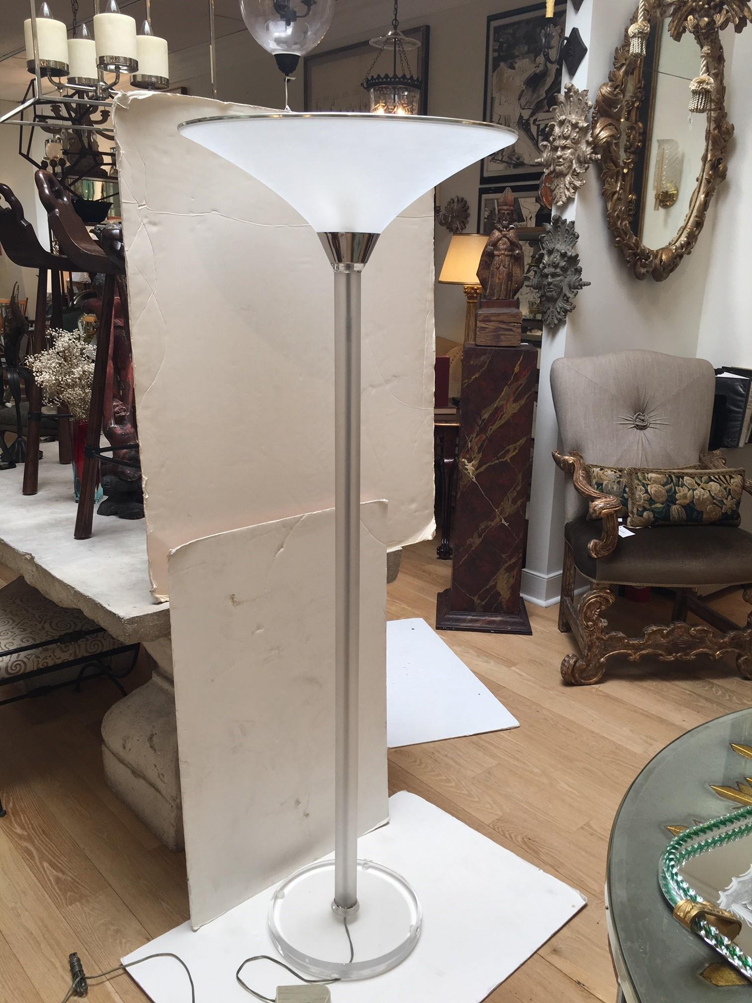 Hand-Crafted Vintage Italian Acrylic Hardwired with Foot Switch Floor Lamp by Relco Italia For Sale