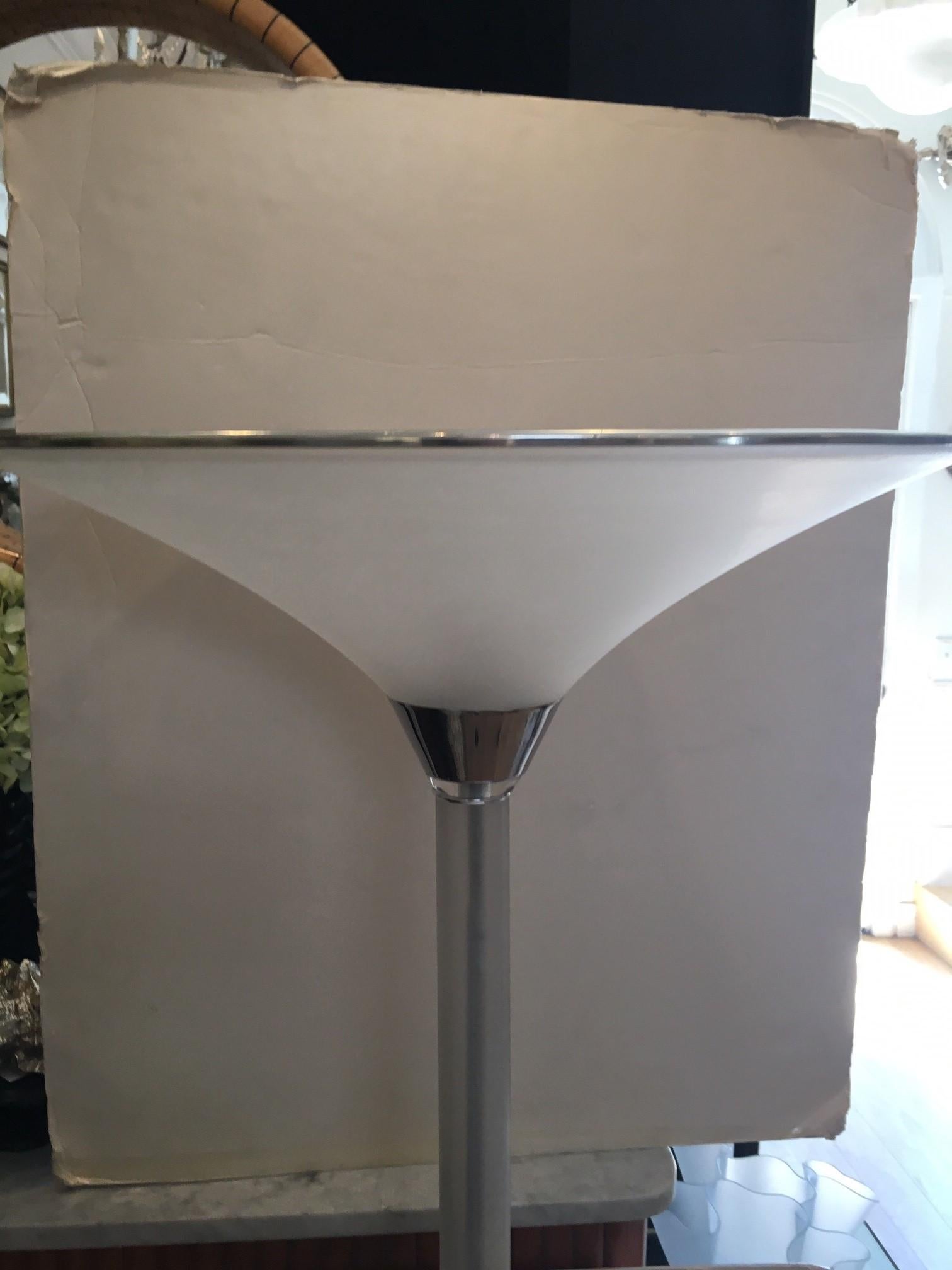 Chrome Vintage Italian Acrylic Hardwired with Foot Switch Floor Lamp by Relco Italia For Sale