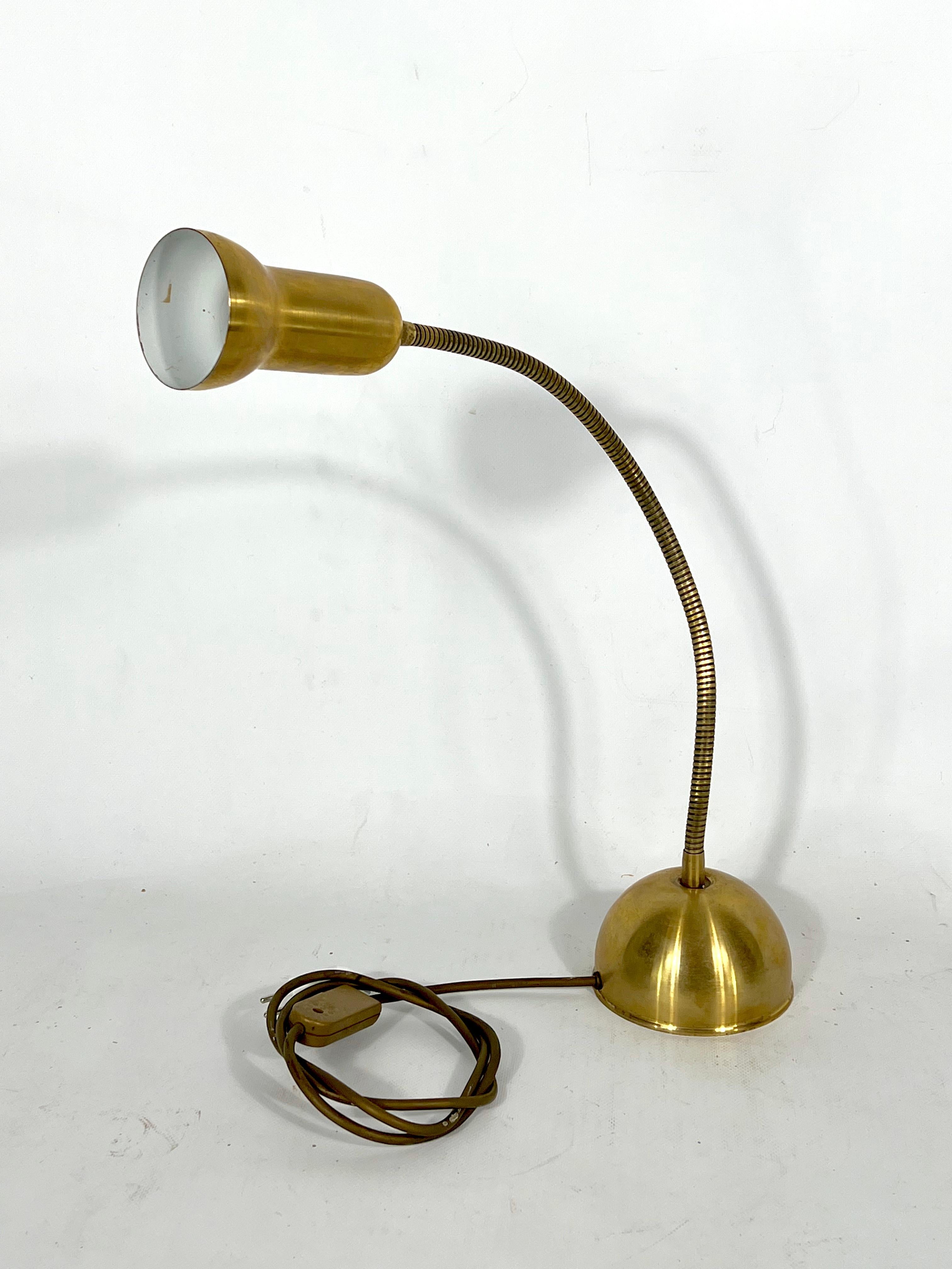 Mid-Century Modern Vintage Italian Adjustable Brass Table Lamp from 60s For Sale