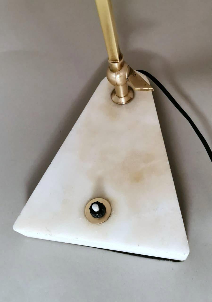 Vintage Italian Adjustable Table Lamp Made of Brass, Glass and Marble For Sale 9