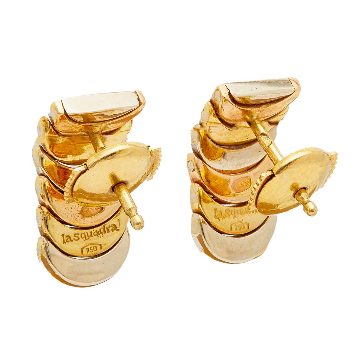 Vintage Italian Adriano Chimento 18k Tri Color Gold Earrings 1