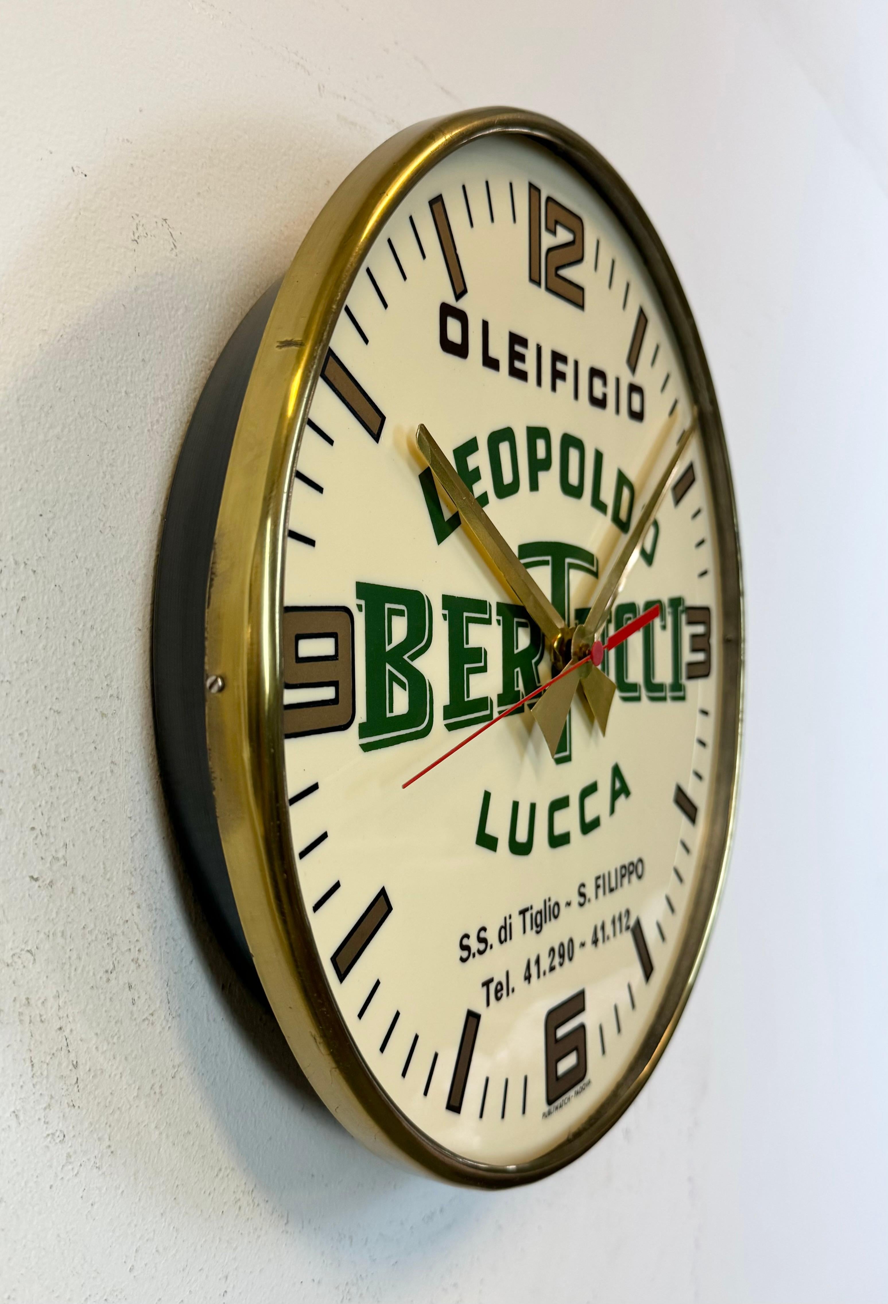 Industrial Vintage Italian Advertising Wall Clock, 1970s For Sale