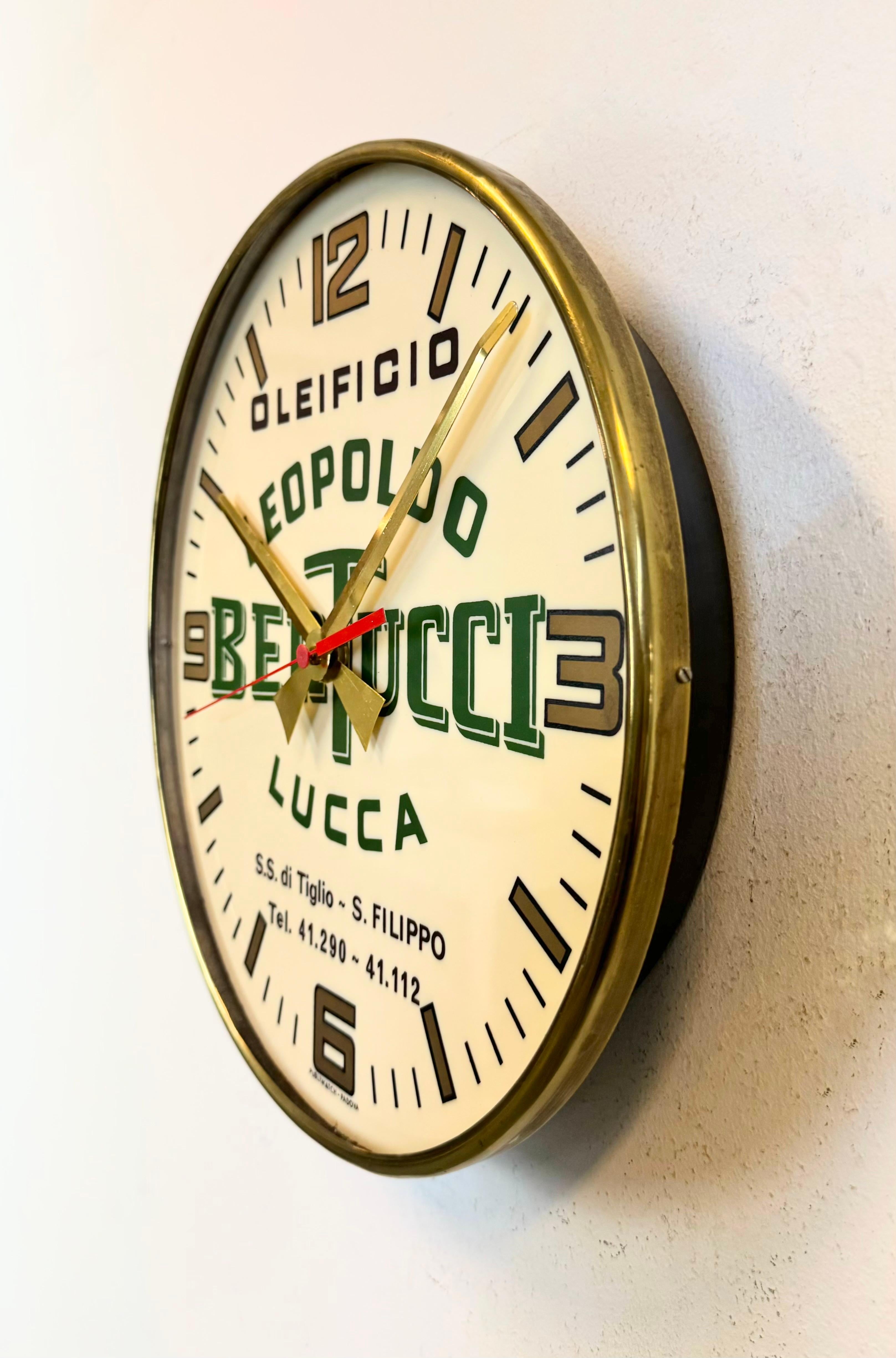Industriel Horloge murale italienne publicitaire vintage, années 1970 en vente