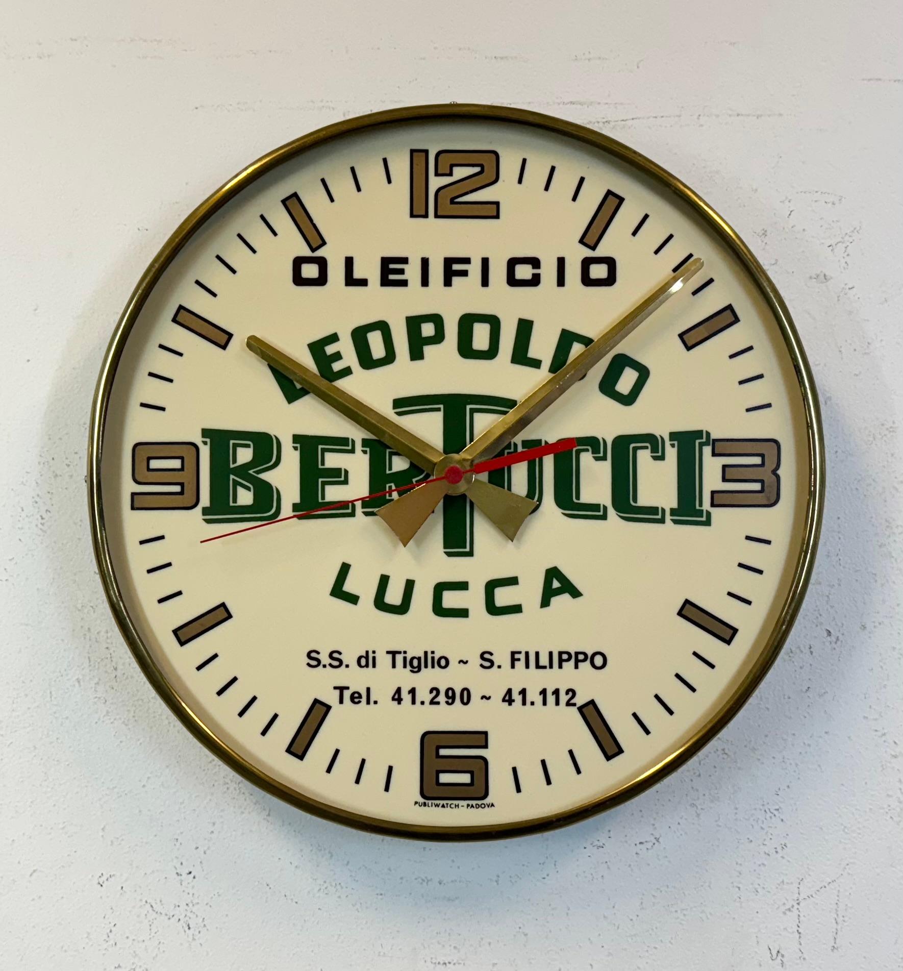 Late 20th Century Vintage Italian Advertising Wall Clock, 1970s For Sale
