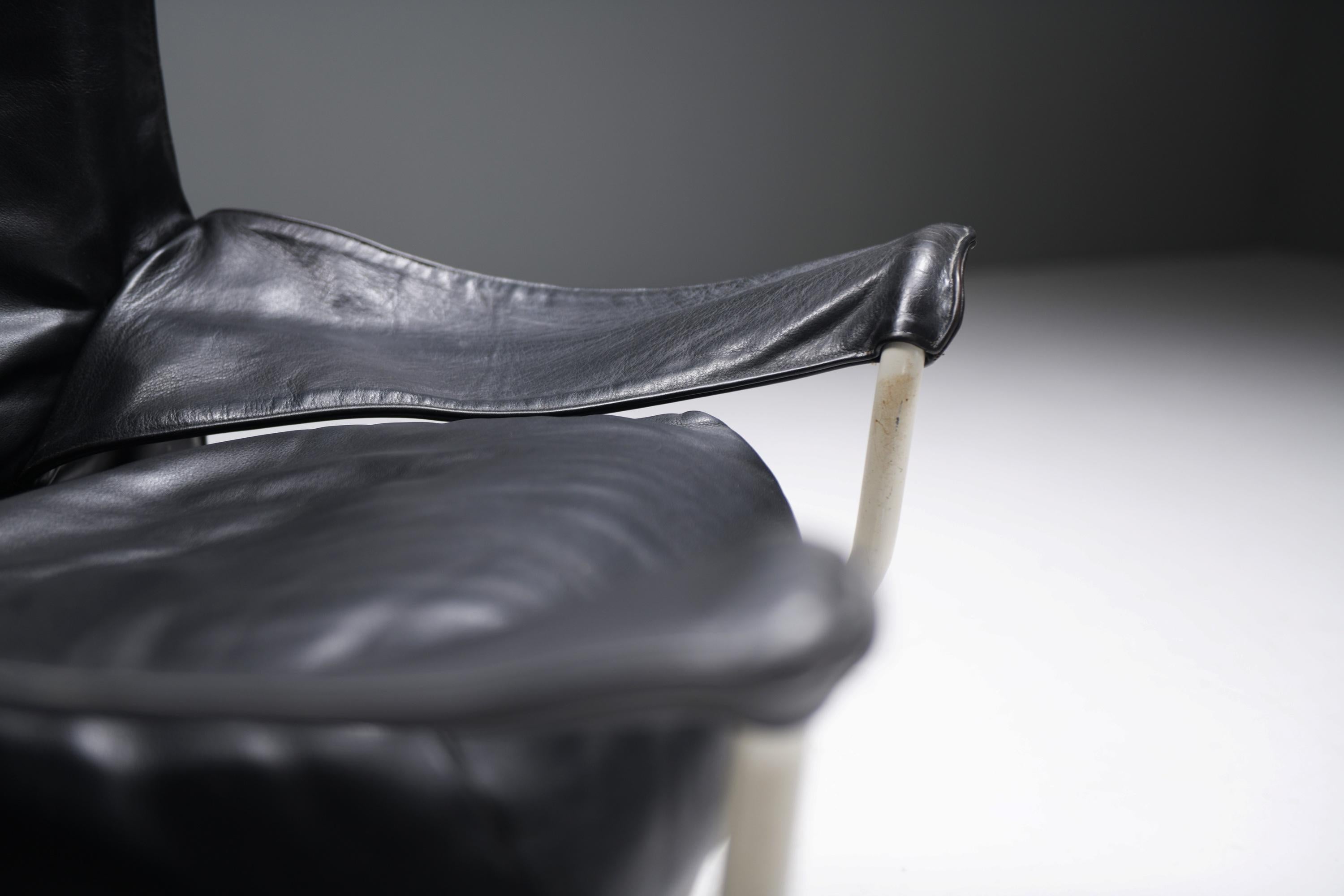 Chaise longue vintage italienne AEO en cuir noir par Paolo Deganello - Cassina en vente 8