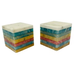 Vintage Italian Alabaster Bookends Mid-20th Century