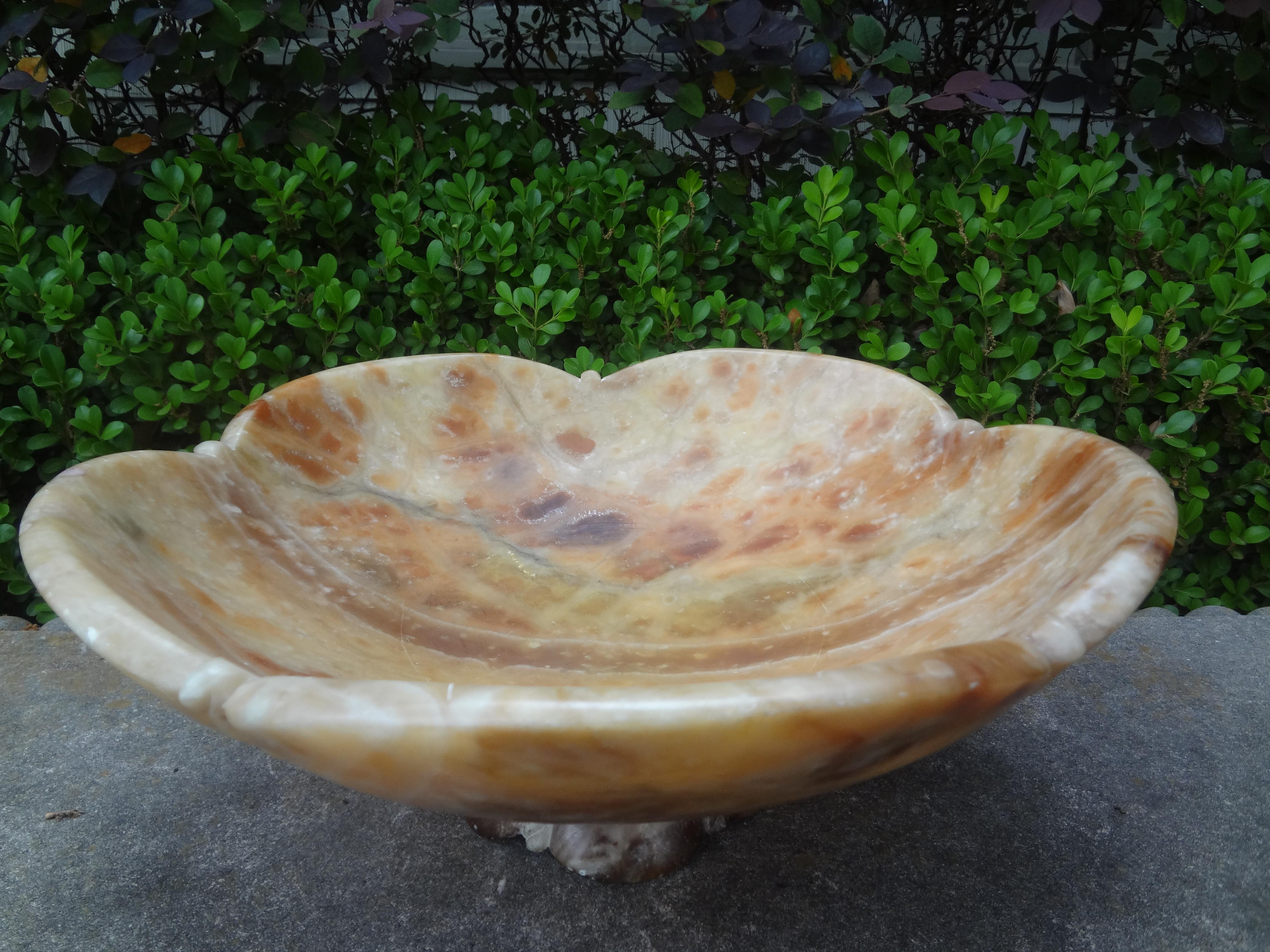 Hollywood Regency Vintage Italian Alabaster Footed Bowl or Tazza For Sale