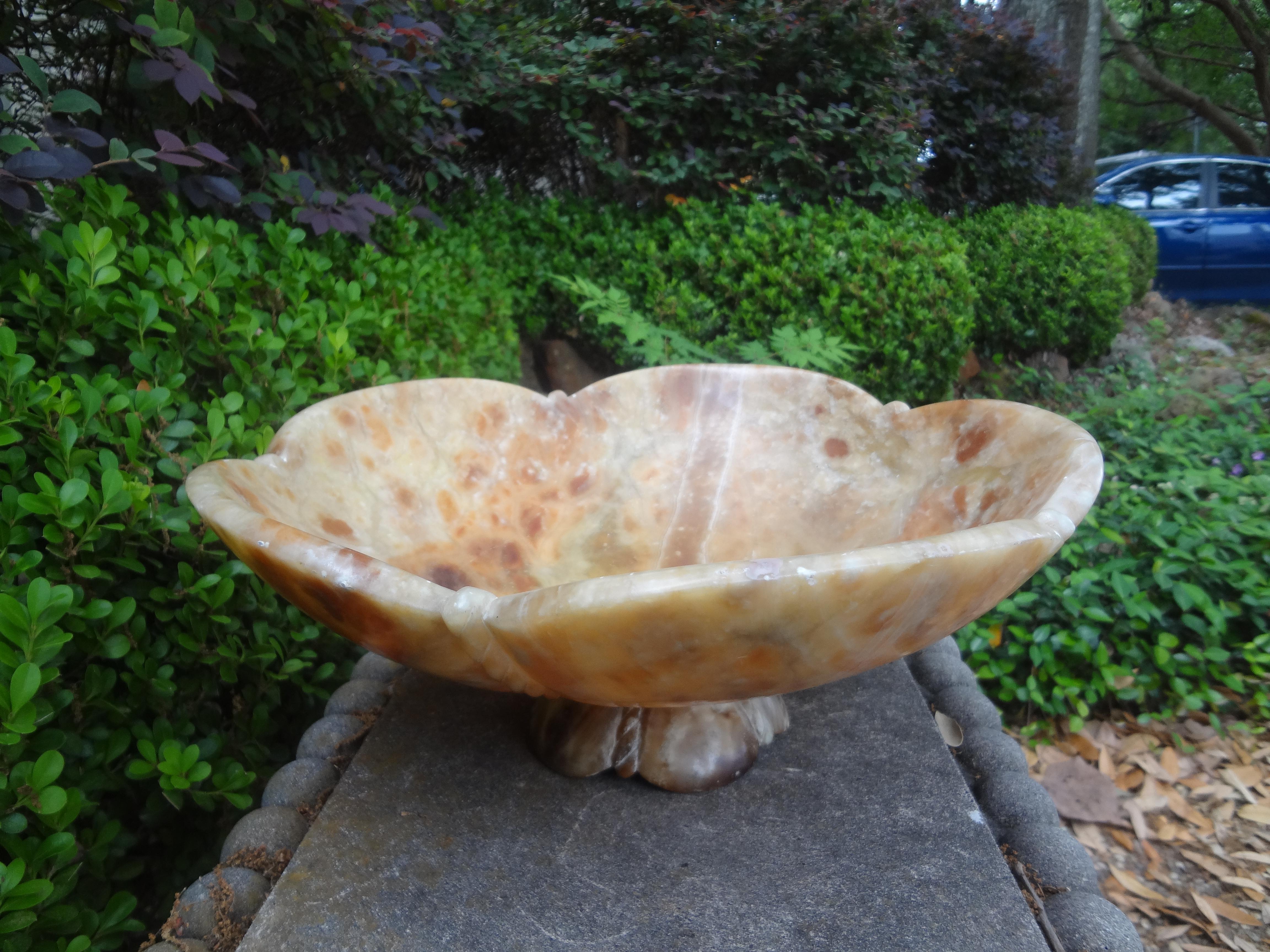 Mid-20th Century Vintage Italian Alabaster Footed Bowl or Tazza For Sale
