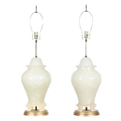 Vintage Italian Alabaster Ginger Jar Lamps