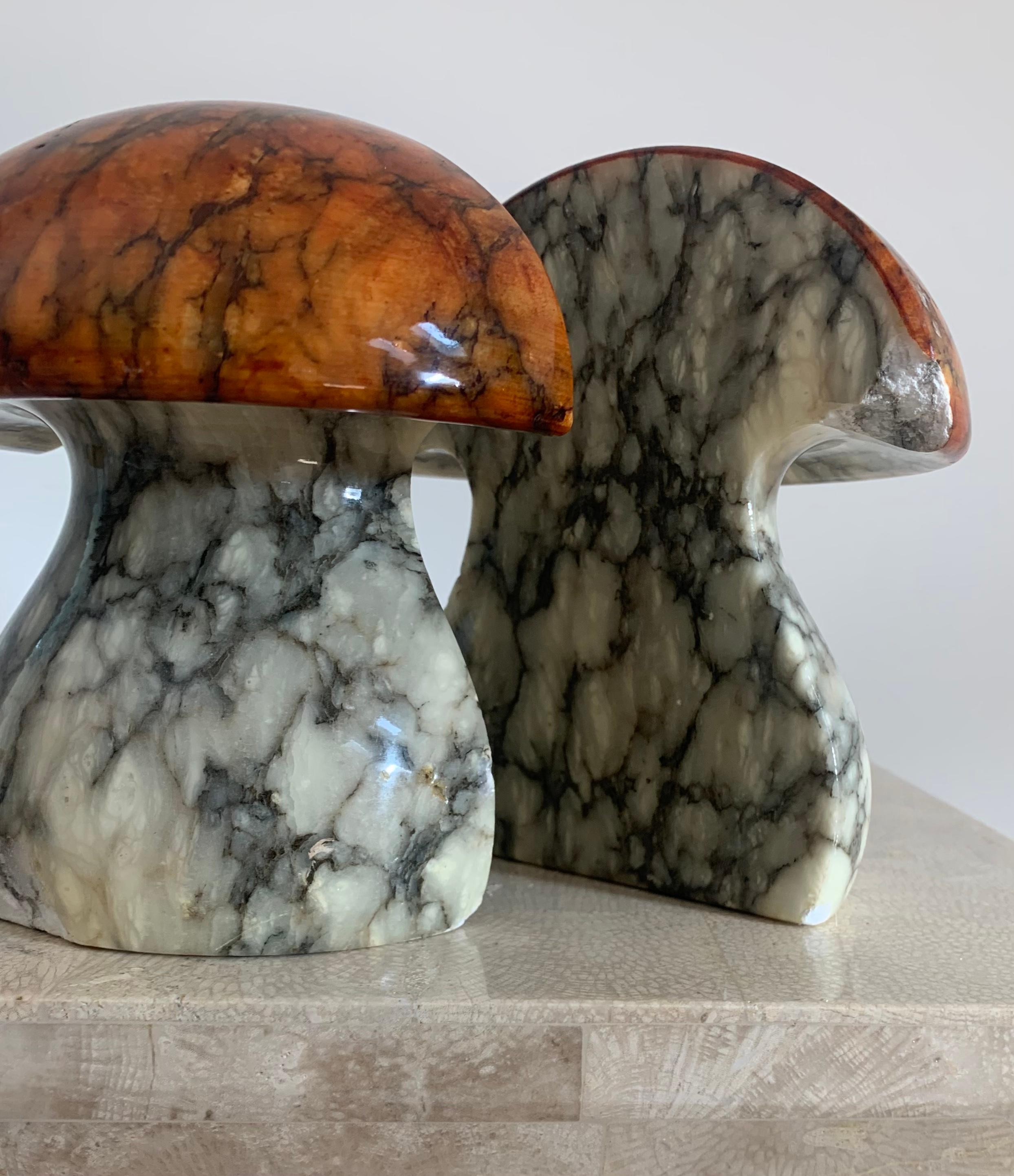 Mid-20th Century Vintage Italian Alabaster Marble Mushroom Bookends by ABF, 1960s