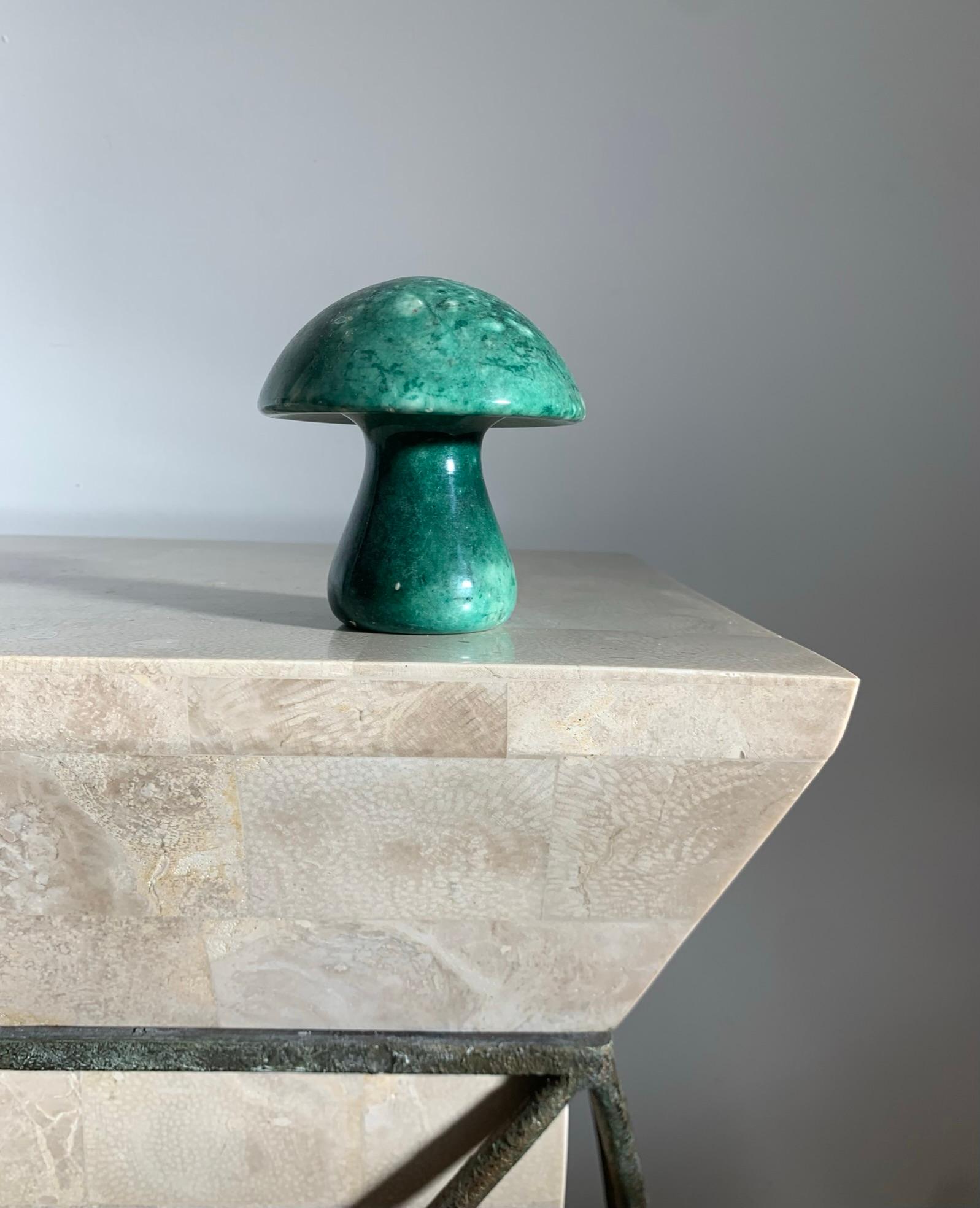 Vintage Italian Alabaster Marble Mushroom in Viridian Green, 1960s 9