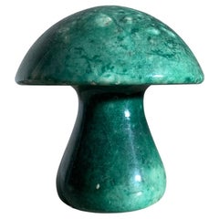 Vintage Italian Alabaster Marble Mushroom in Viridian Green, 1960s