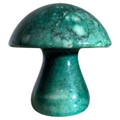 Vintage Italian Alabaster Marble Mushroom in Viridian Green, 1960s