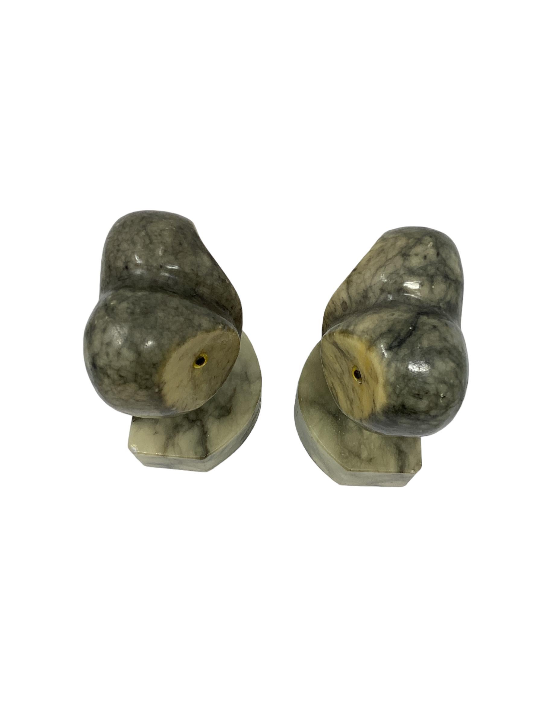 Mid-20th Century Vintage Italian Alabaster Owl Bookends  For Sale