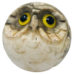 Vintage Italian Alabaster Owl Paperweight