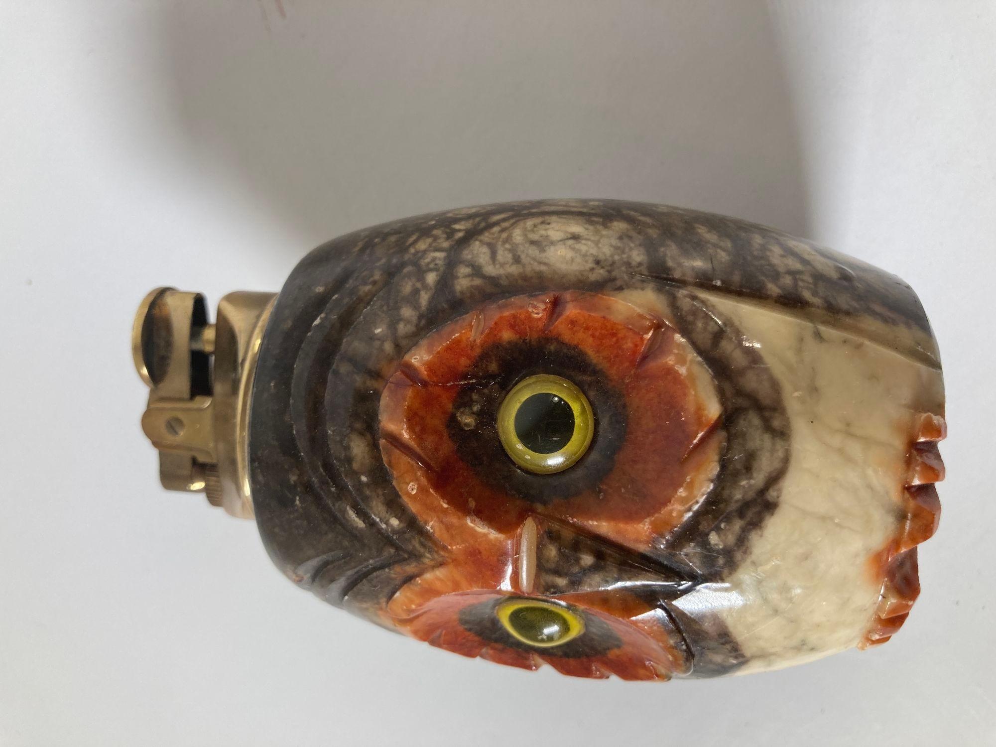 Vintage Italian Alabaster Owl Table Lighter 1