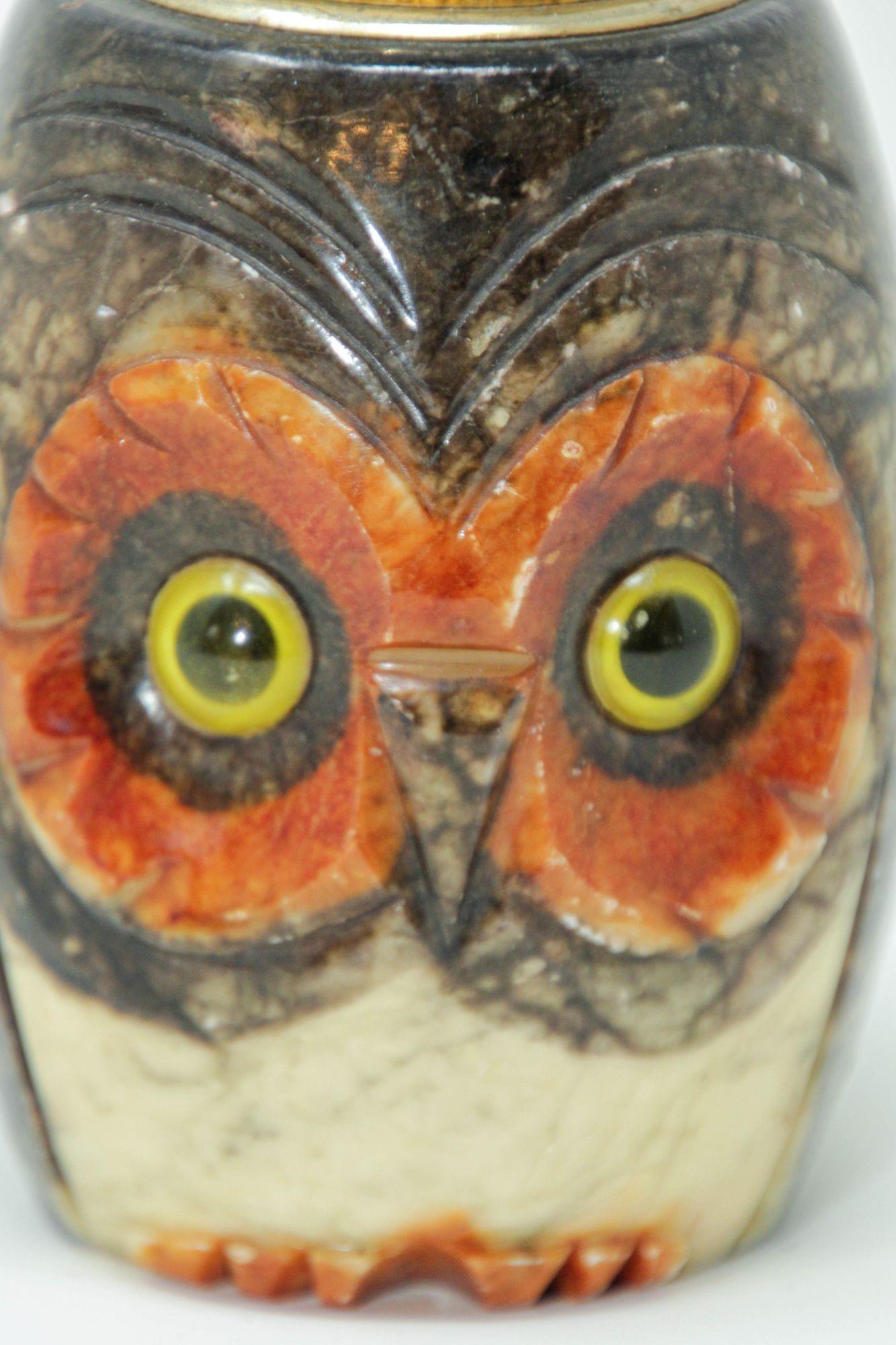 Vintage Italian Alabaster Owl Table Lighter 5