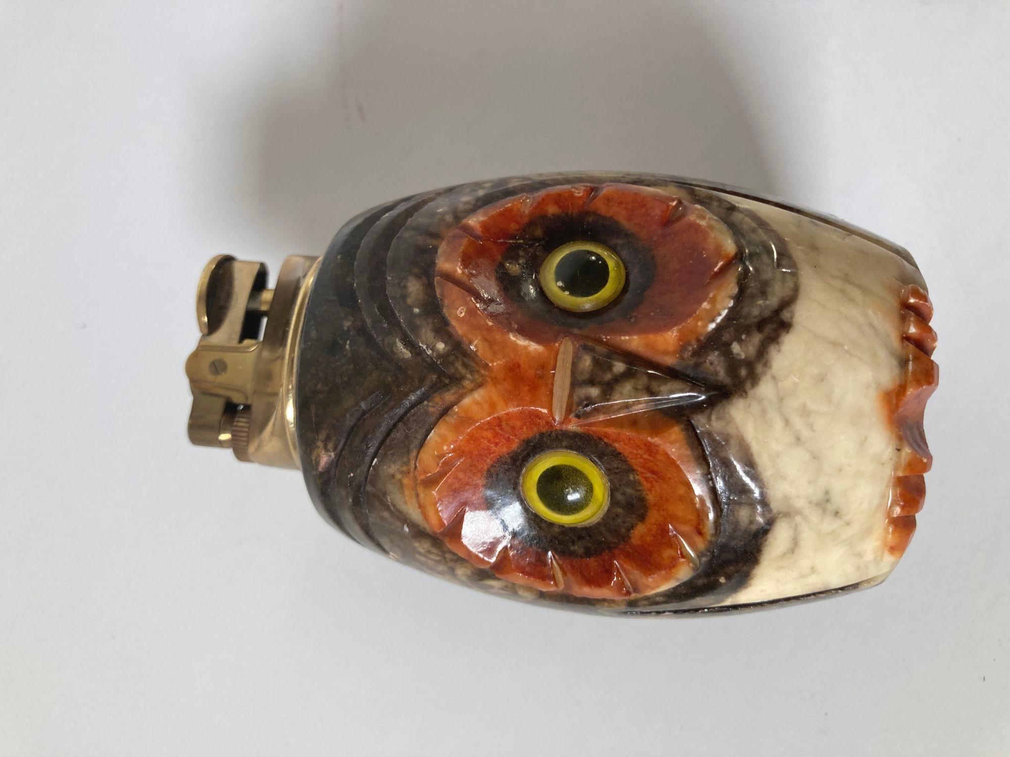 20th Century Vintage Italian Alabaster Owl Table Lighter