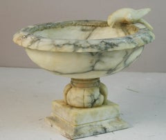 Vintage Italienisch Alabaster Tazza Kompott Schüssel mit geschnitzten Vogel