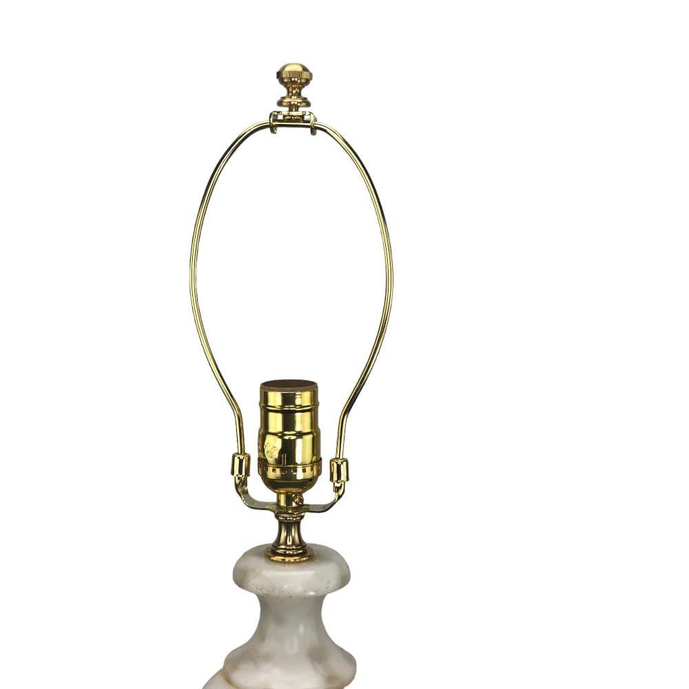 Carved Vintage Italian Alabaster Urn Form Lamp For Sale