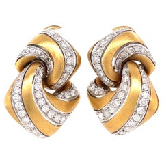 Vintage Italian Andreoli Diamond 18 Karat Gold Earrings