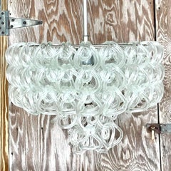 Vintage Italian Angelo Mangiarotti “Giogalli” Glass Rings Chandelier