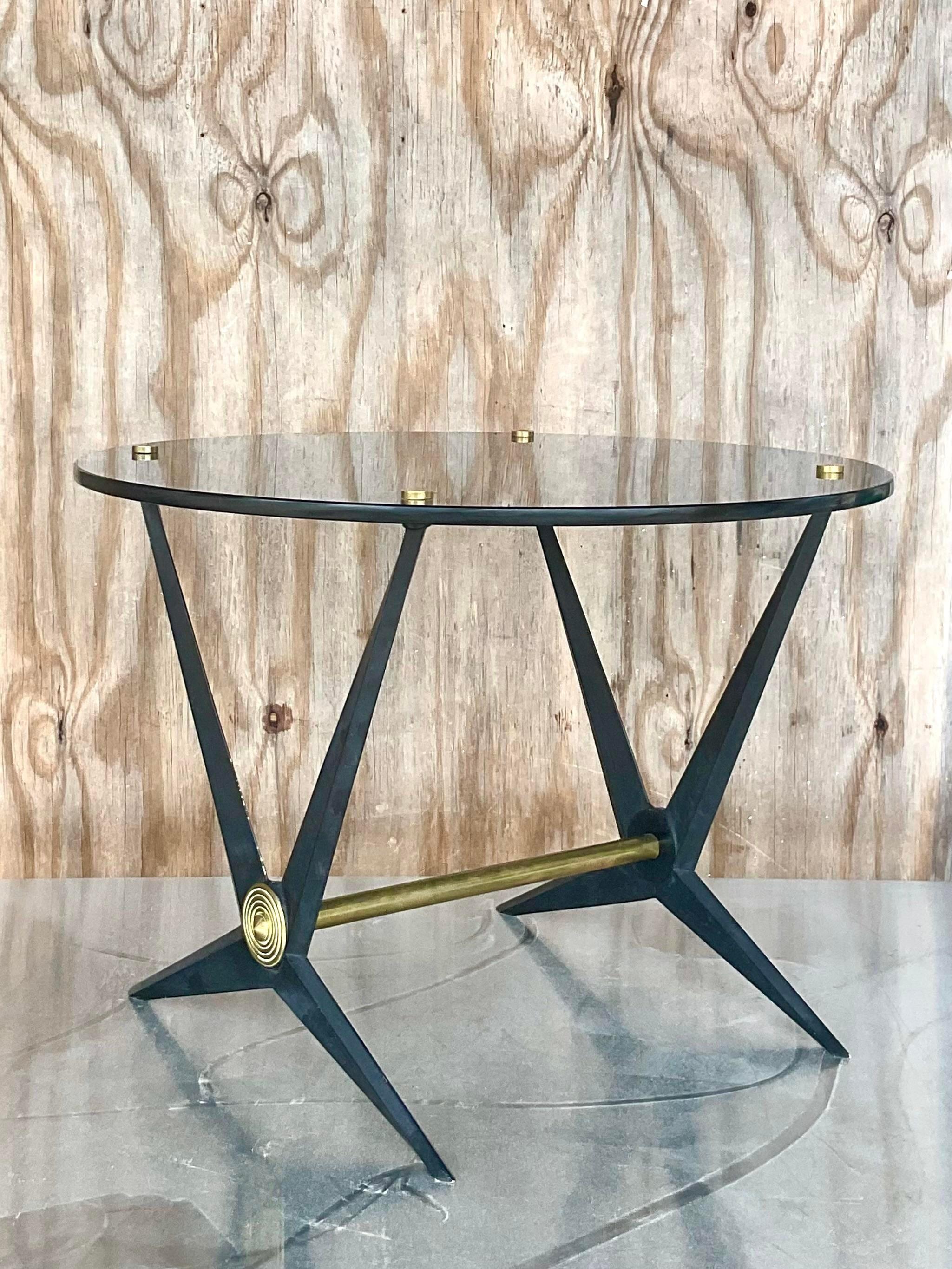 Vintage Italian Angelo Ostuni Aluminum Cocktail Table In Good Condition For Sale In west palm beach, FL