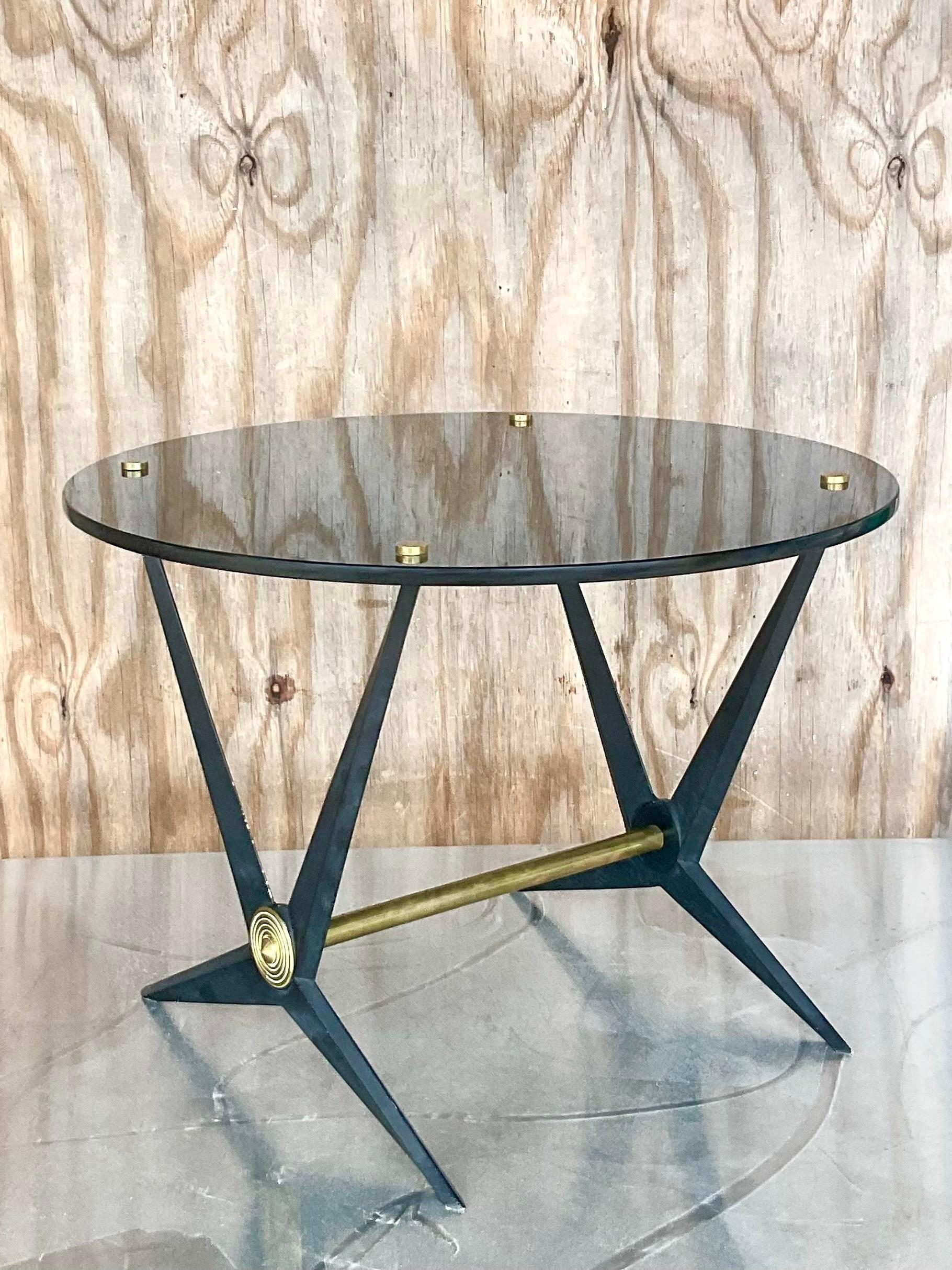 Mid-20th Century Vintage Italian Angelo Ostuni Aluminum Cocktail Table For Sale