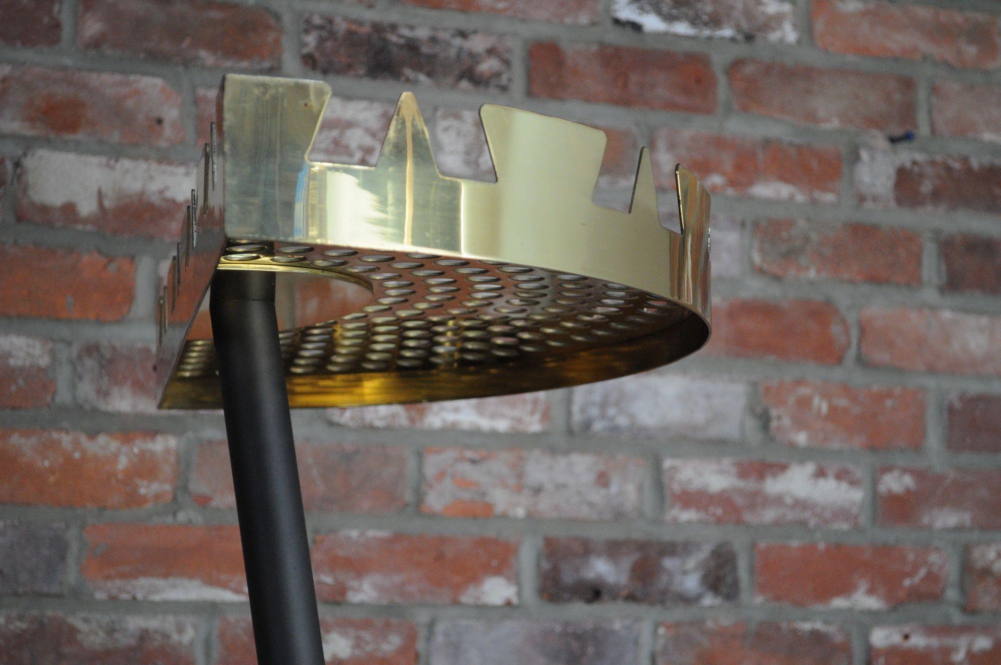 Vintage Italian Angled Coat Rack with Umbrella Stand in Painted Steel and Brass For Sale 12
