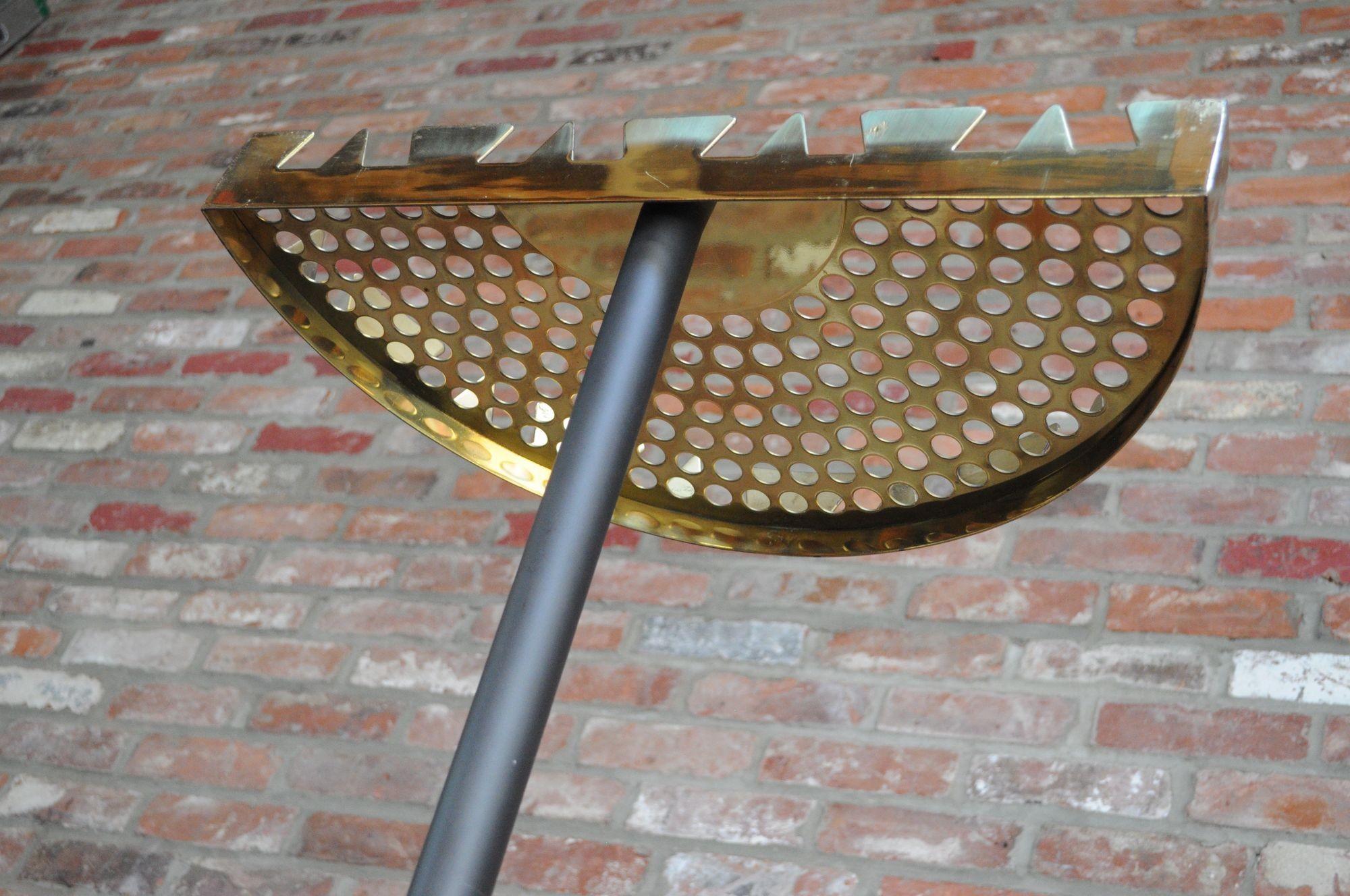 Vintage Italian Angled Coat Rack with Umbrella Stand in Painted Steel and Brass For Sale 2