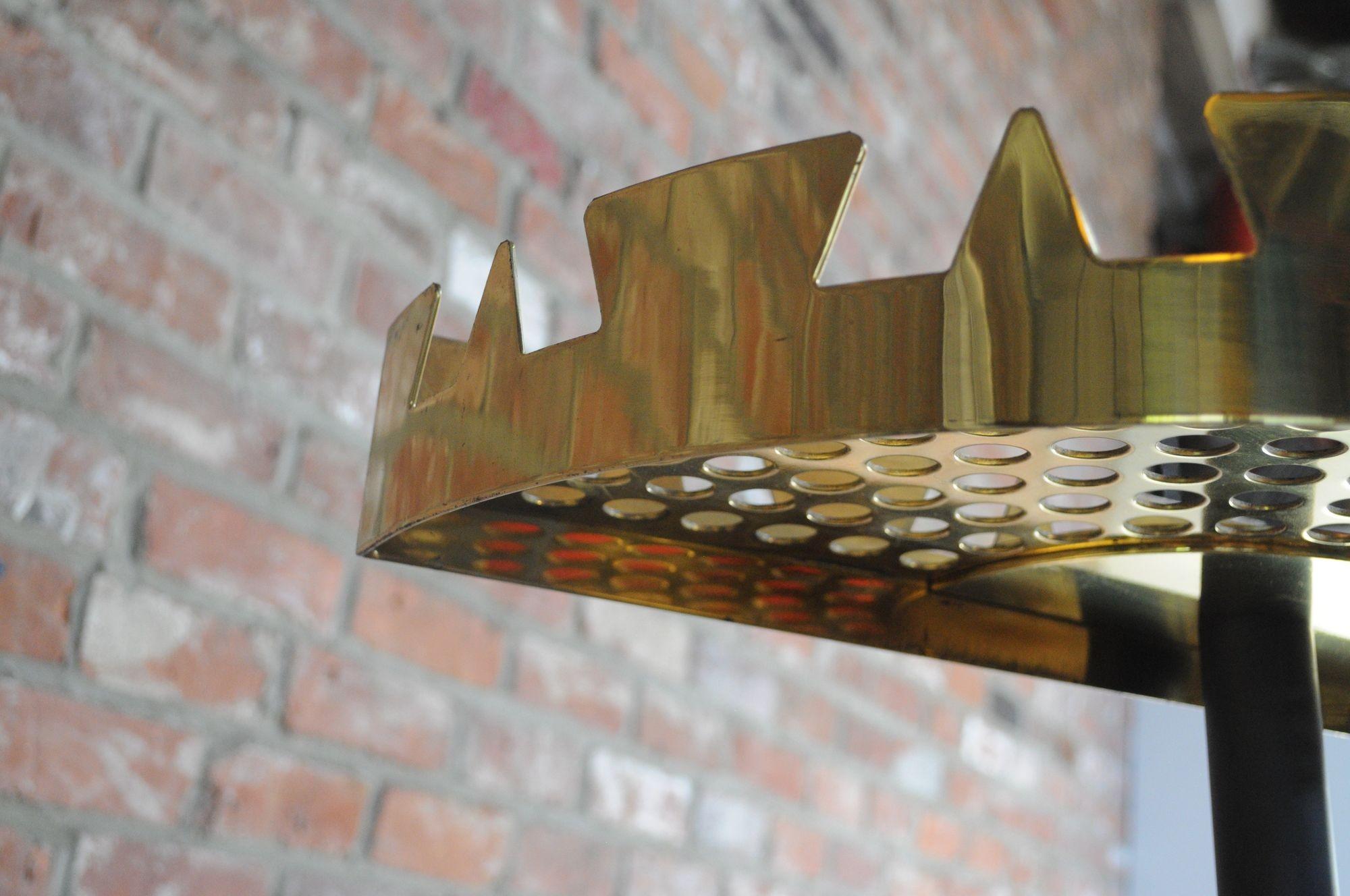 Vintage Italian Angled Coat Rack with Umbrella Stand in Painted Steel and Brass For Sale 13