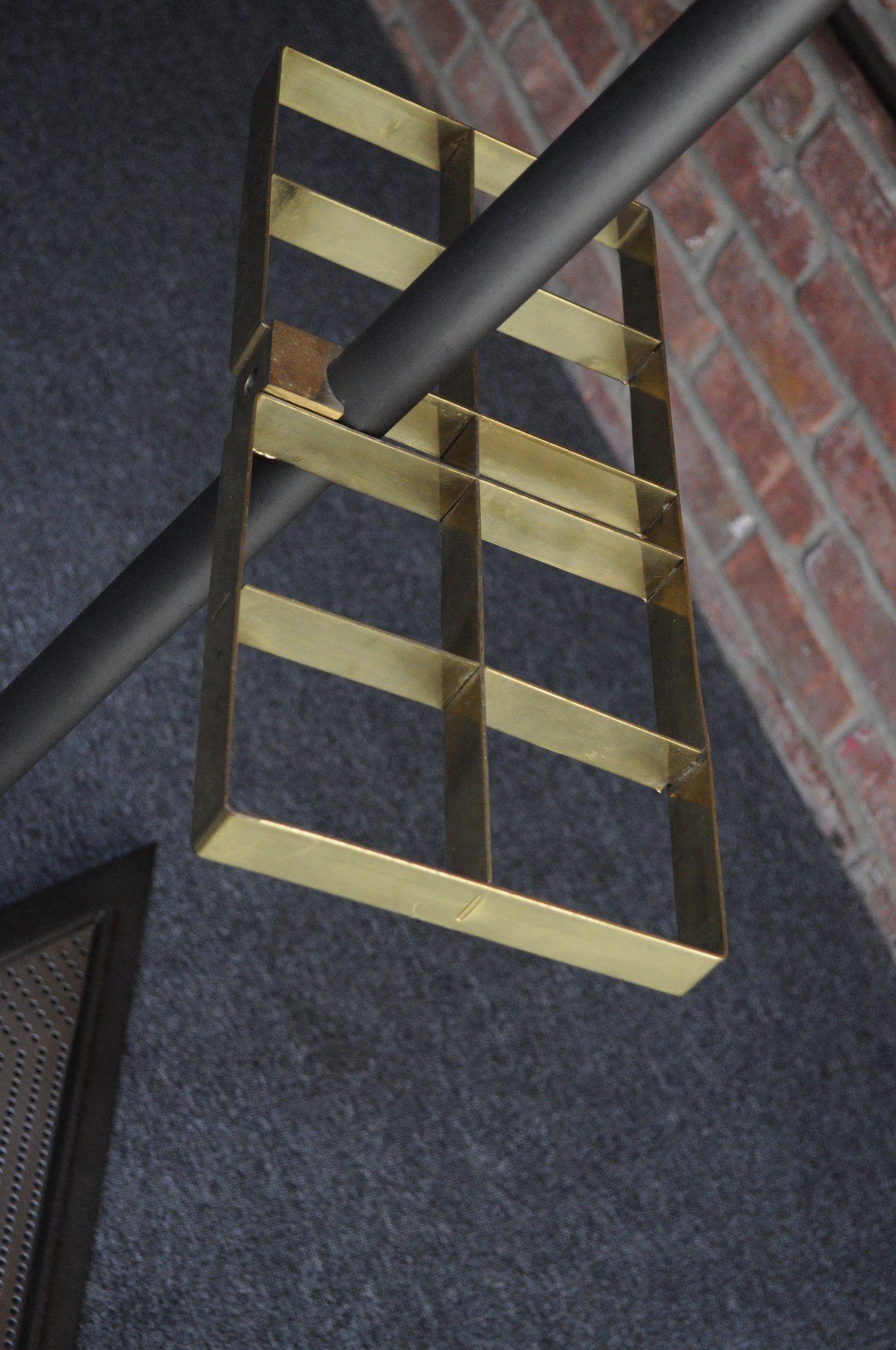 Vintage Italian Angled Coat Rack with Umbrella Stand in Painted Steel and Brass For Sale 6