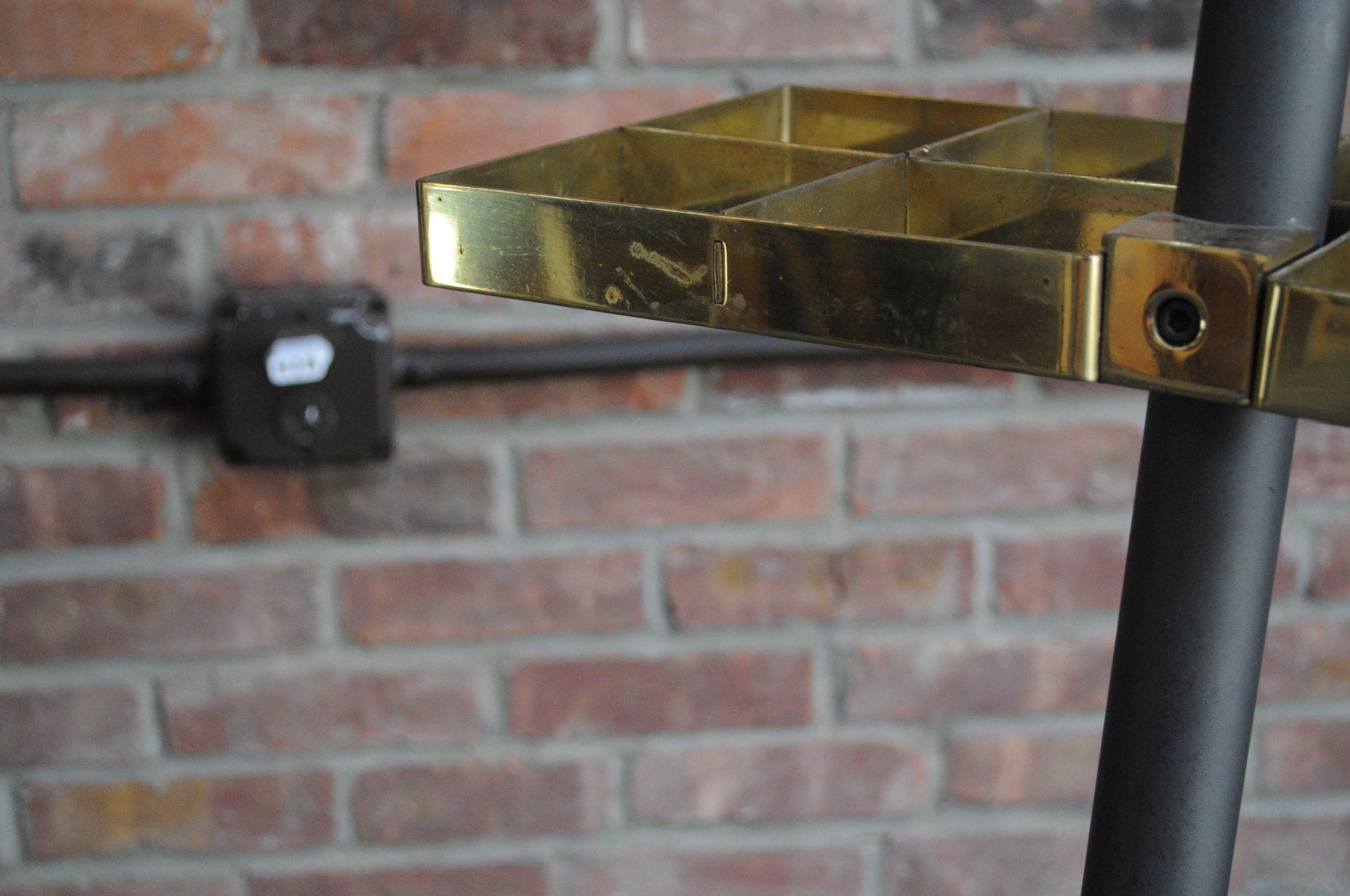 Vintage Italian Angled Coat Rack with Umbrella Stand in Painted Steel and Brass For Sale 9