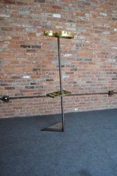 Vintage Italian Angled Coat Rack with Umbrella Stand in Painted Steel and Brass