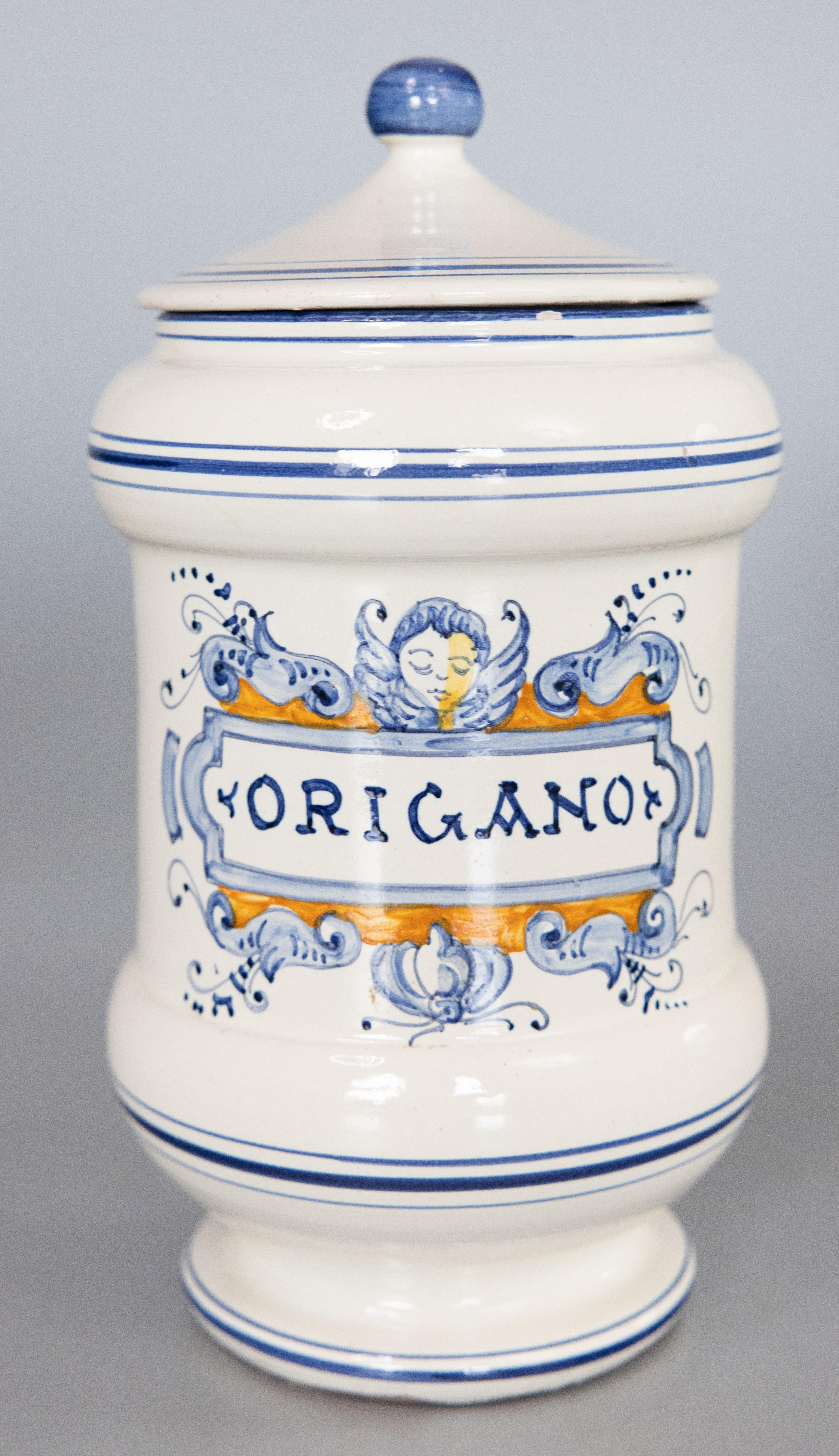 Ensemble de 3 pots d'apothicaire italiens à couvercle, vers 1930 Bon état - En vente à Pearland, TX