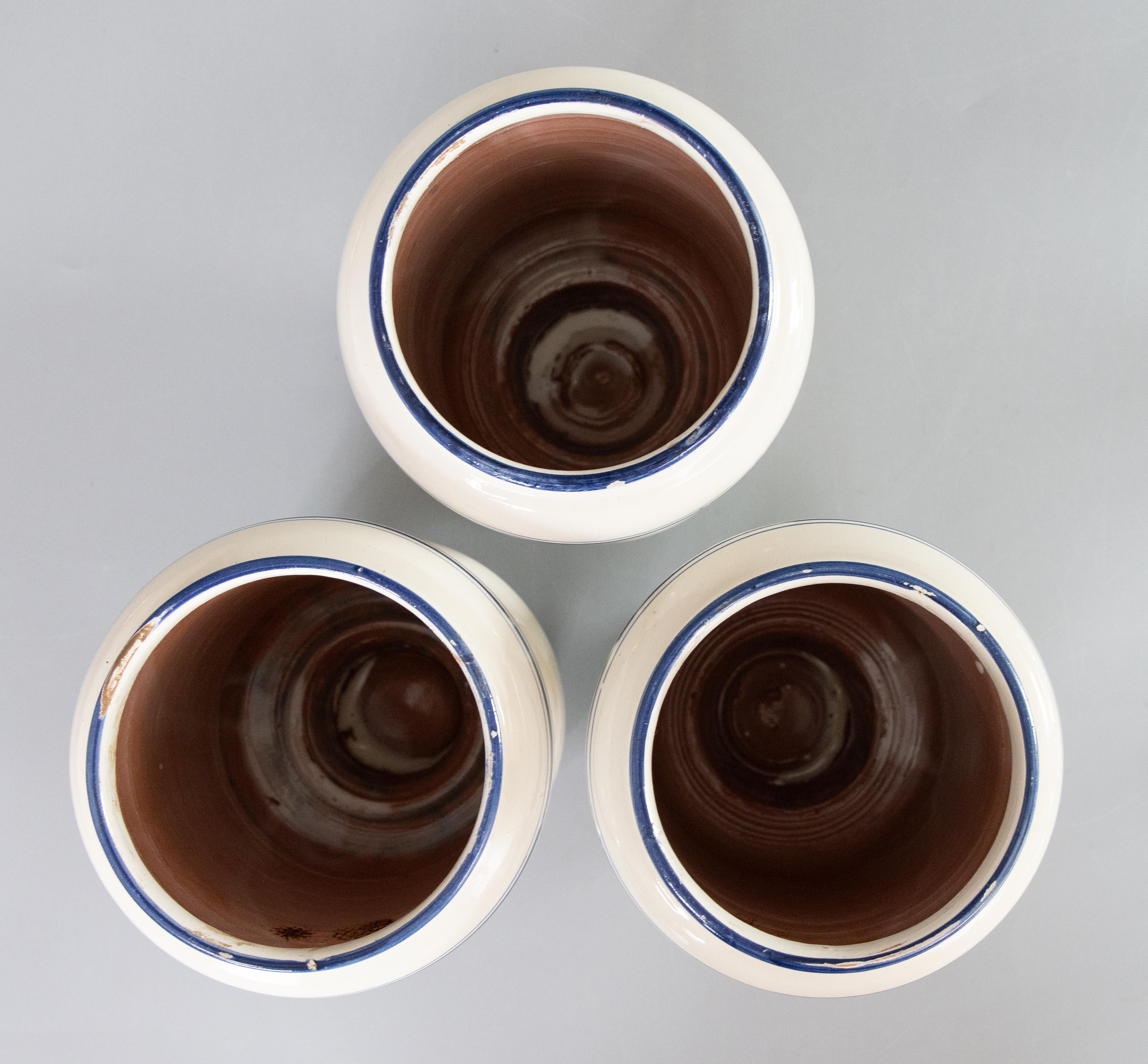 Ensemble de 3 pots d'apothicaire italiens à couvercle, vers 1930 en vente 3