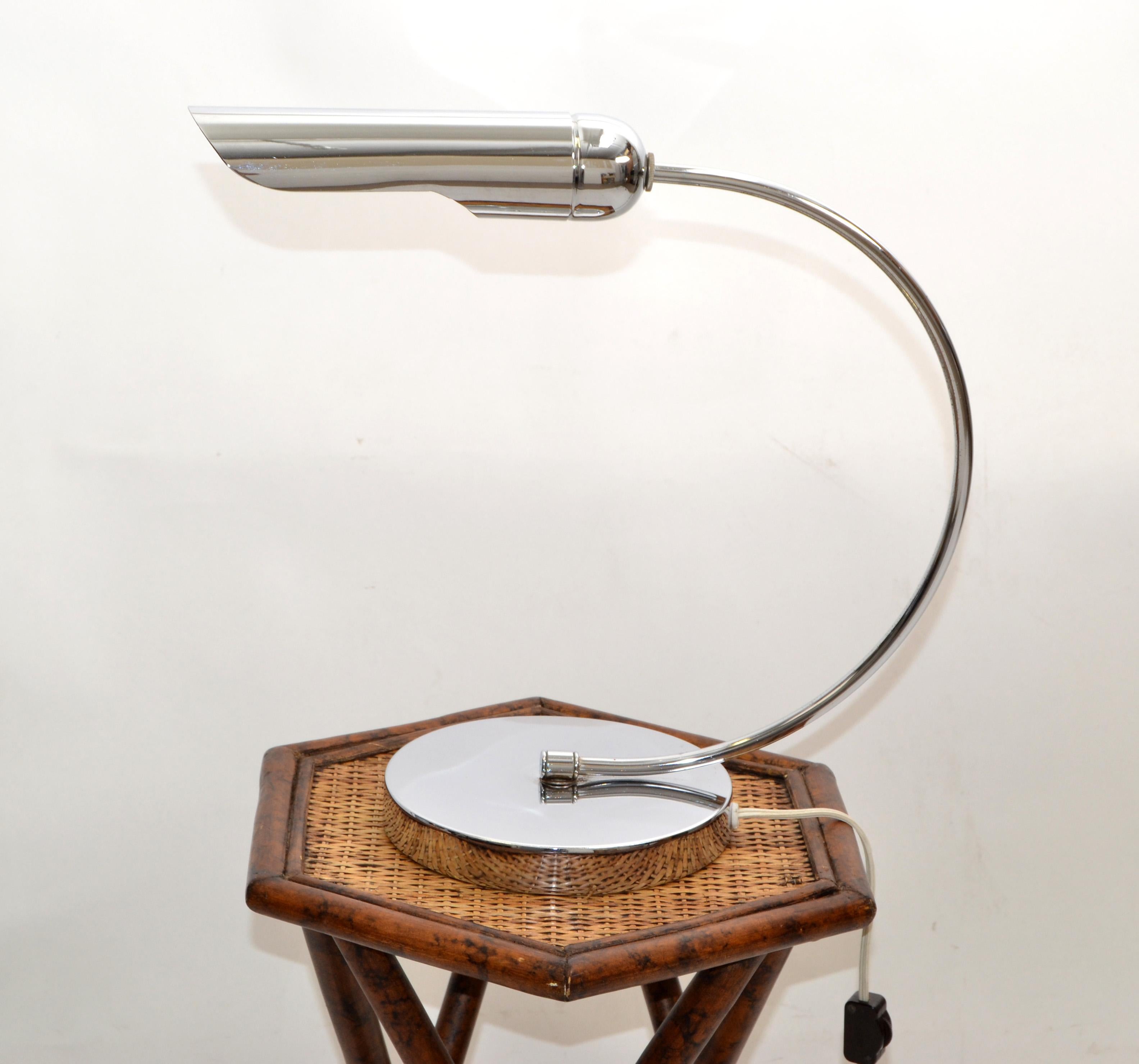 Vintage Italian Arch Chrome & Steel Table Desk Lamp Mid-Century Modern, 1980 For Sale 10