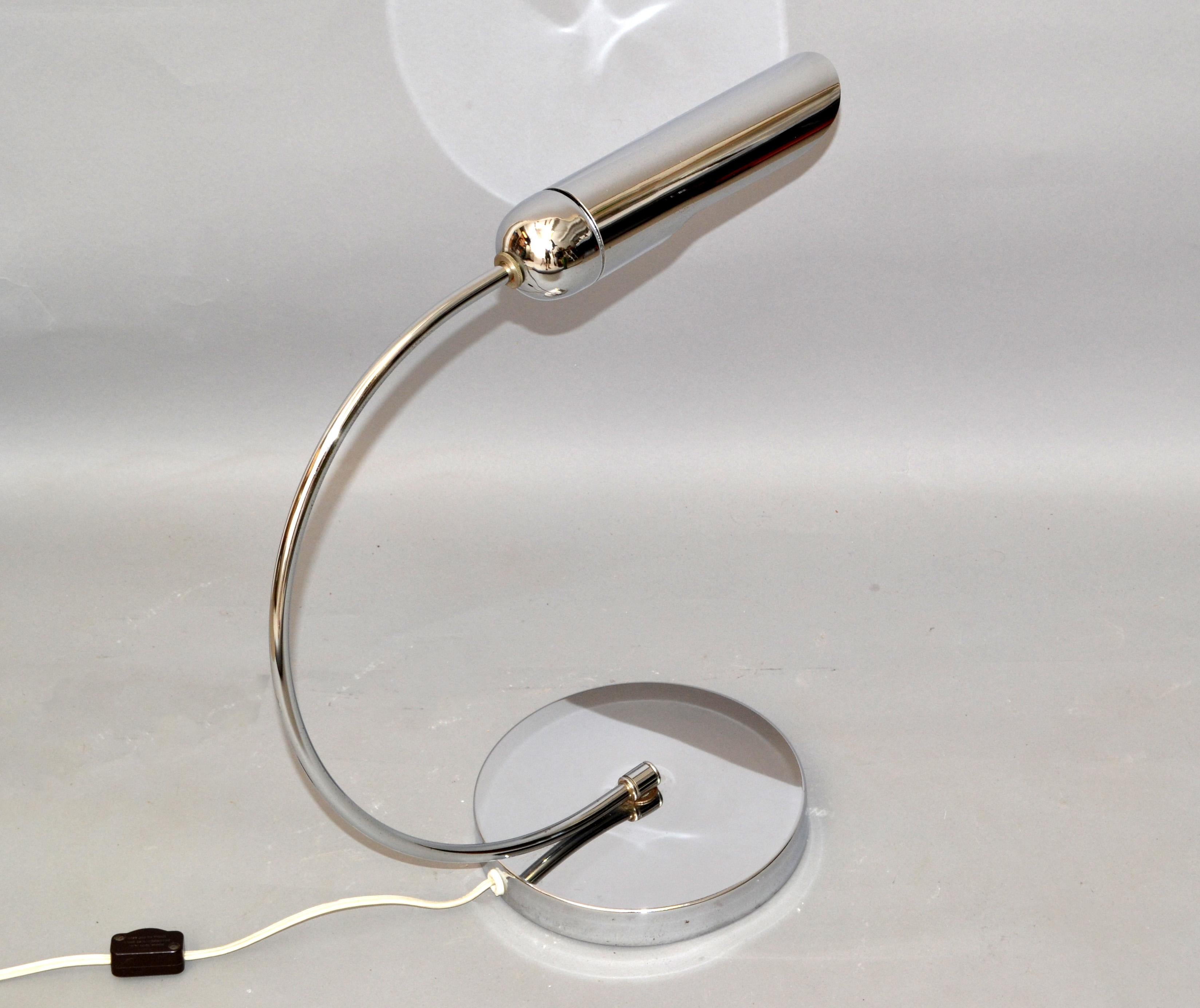 Vintage Italian Arch Chrome & Steel Table Desk Lamp Mid-Century Modern, 1980 For Sale 3