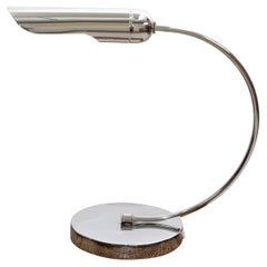 Vintage Italian Arch Chrome & Steel Table Desk Lamp Mid-Century Modern, 1980