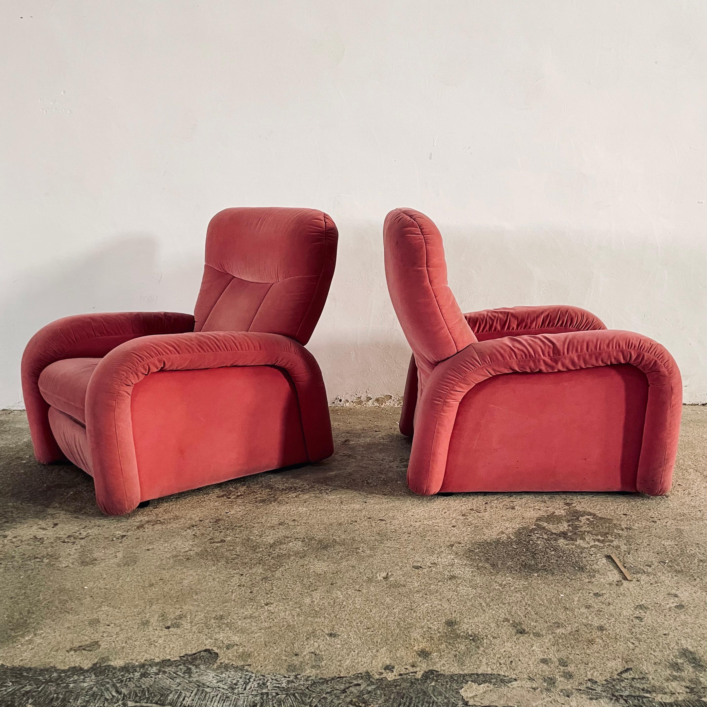 Vintage Italian Arch Reclining Lounge Chairs, Original Upholstery, Italy, 1950s For Sale 6