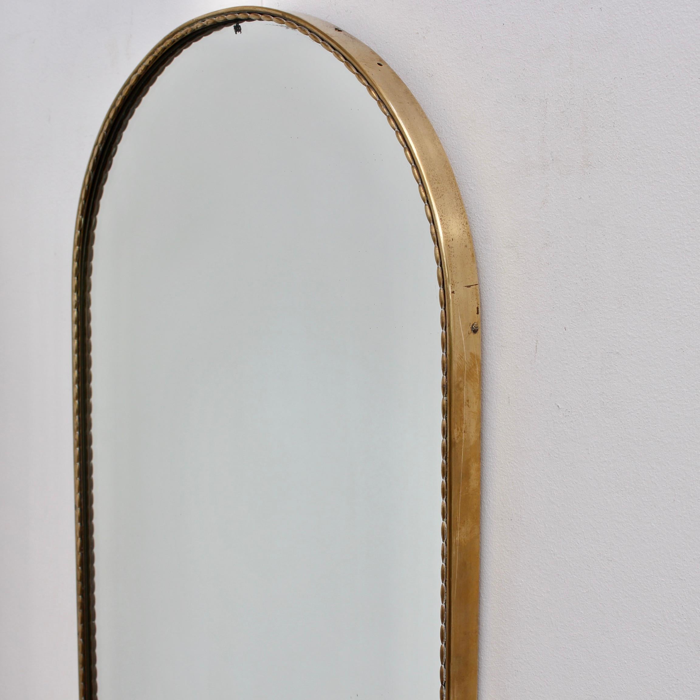 Vintage Italian Arch-Shaped Wall Mirror with Brass Frame, circa 1950s 6