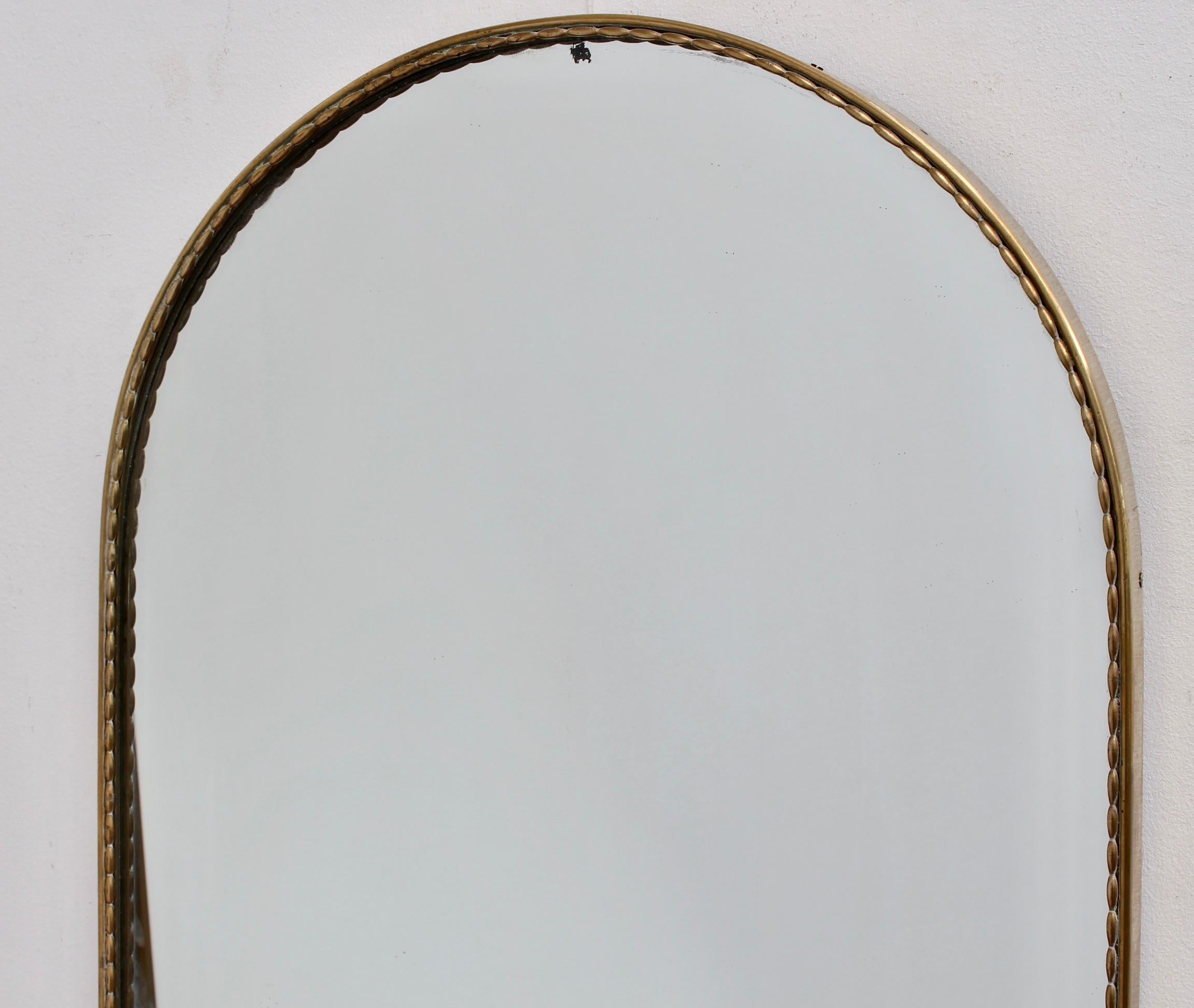 Vintage Italian Arch-Shaped Wall Mirror with Brass Frame, circa 1950s 8