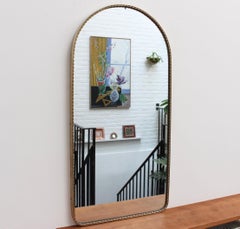 Vintage Italian Arch-Shaped Wall Mirror with Brass Frame, circa 1950s