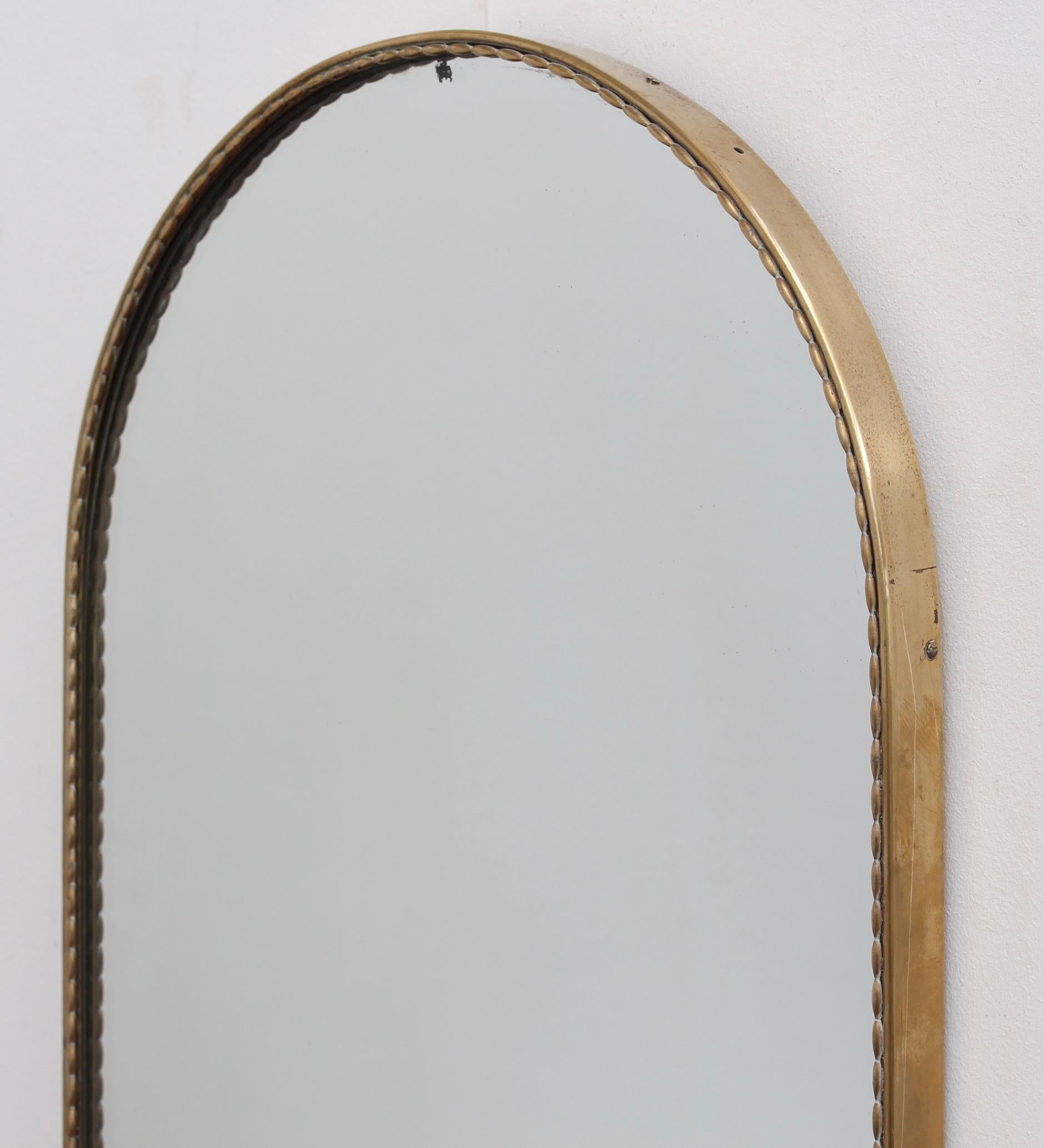 Vintage Italian Arch-Shaped Wall Mirror with Brass Frame, circa 1950s 4