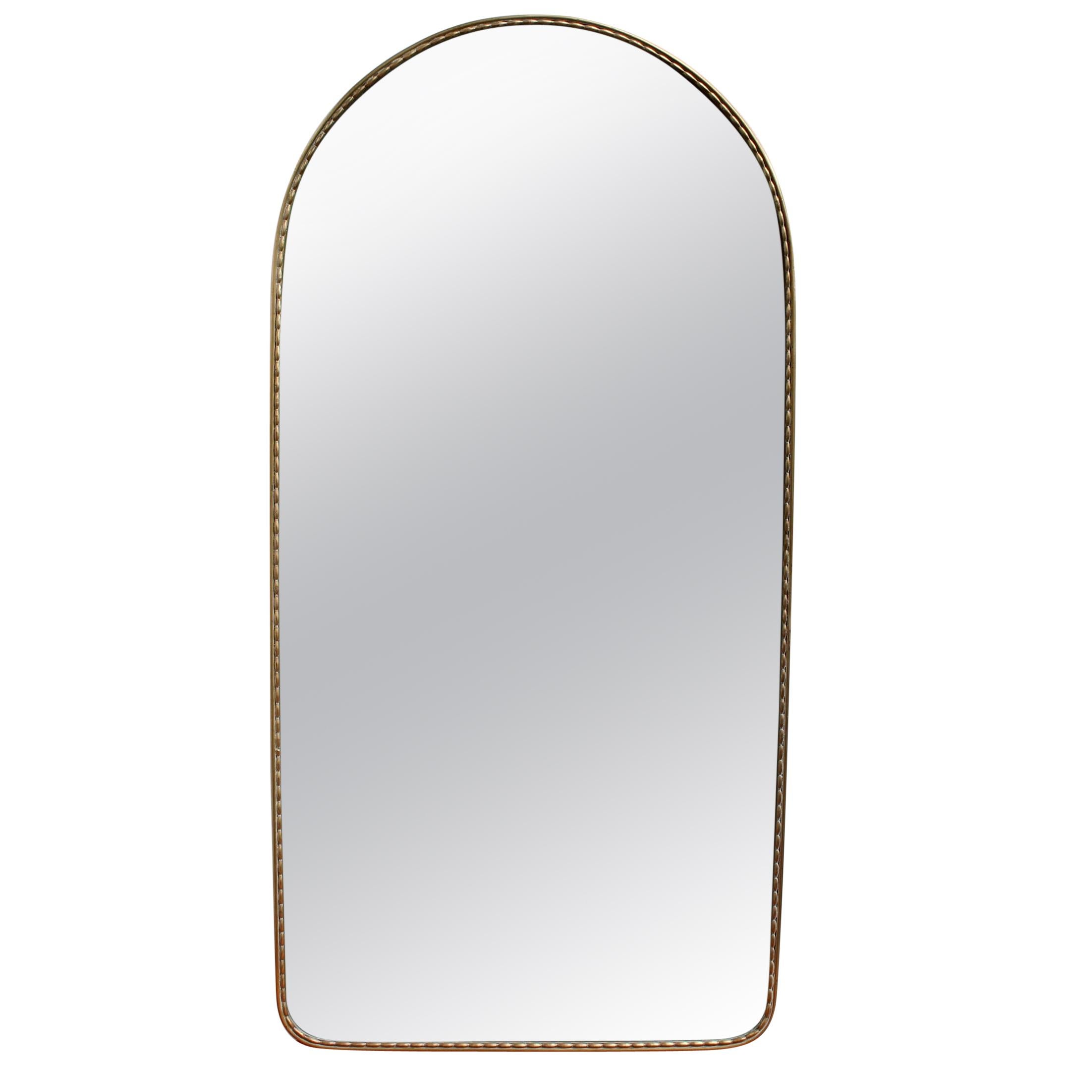 Vintage Italian Arch-Shaped Wall Mirror with Brass Frame, circa 1950s