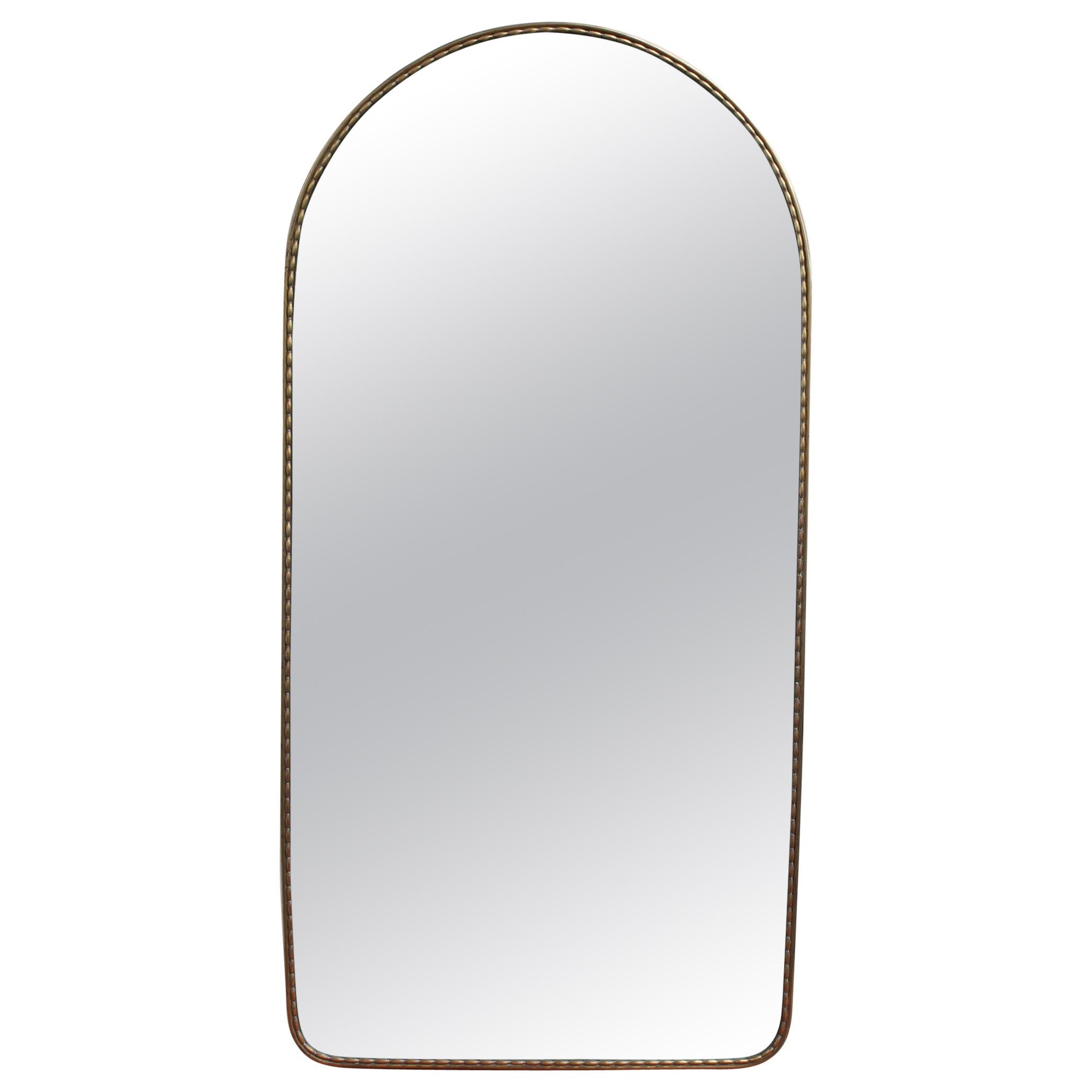 Vintage Italian Arch-Shaped Wall Mirror with Brass Frame, circa 1950s