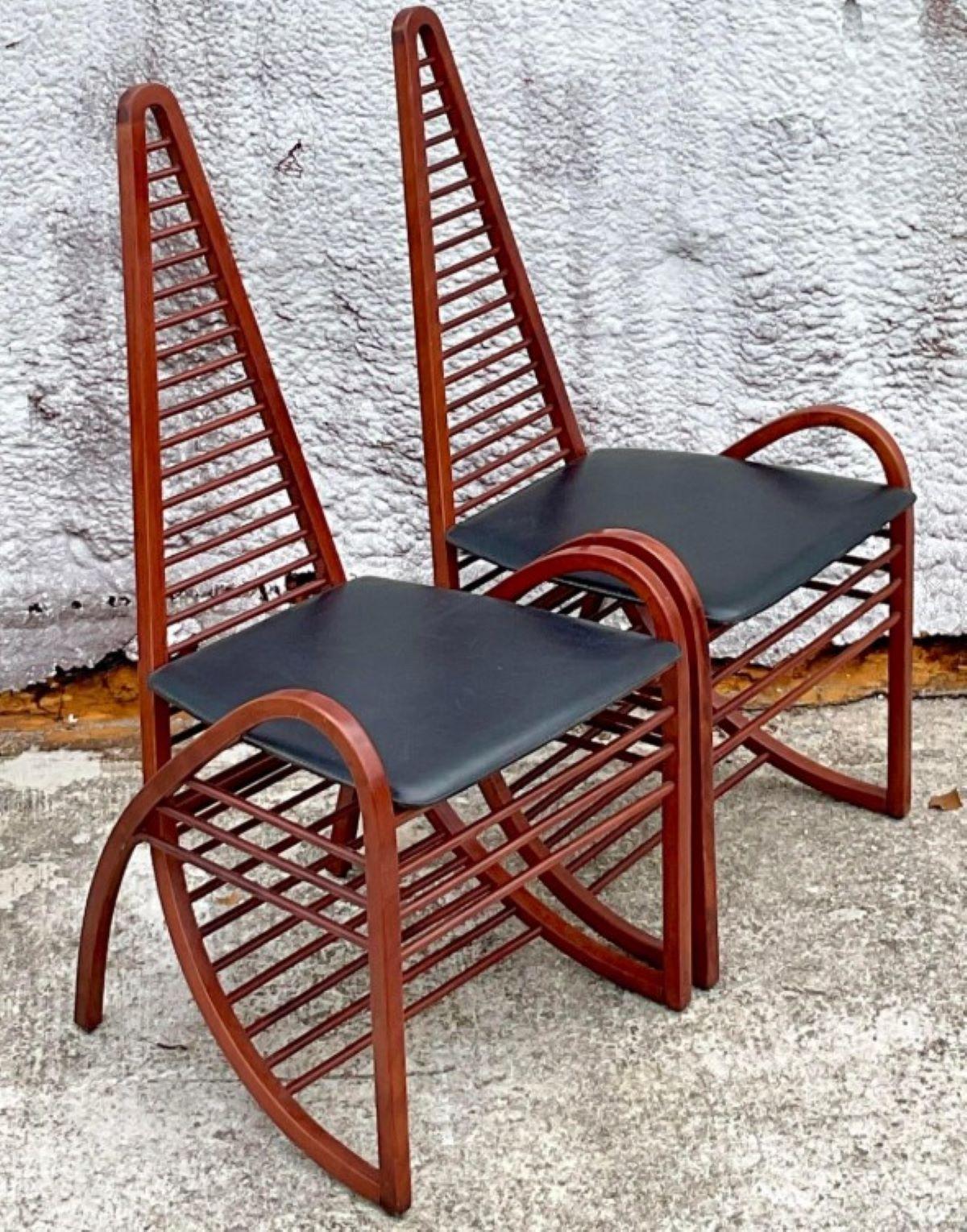 Vintage Italian Architectural Chairs After Gio Ponte - a Pair In Good Condition For Sale In west palm beach, FL